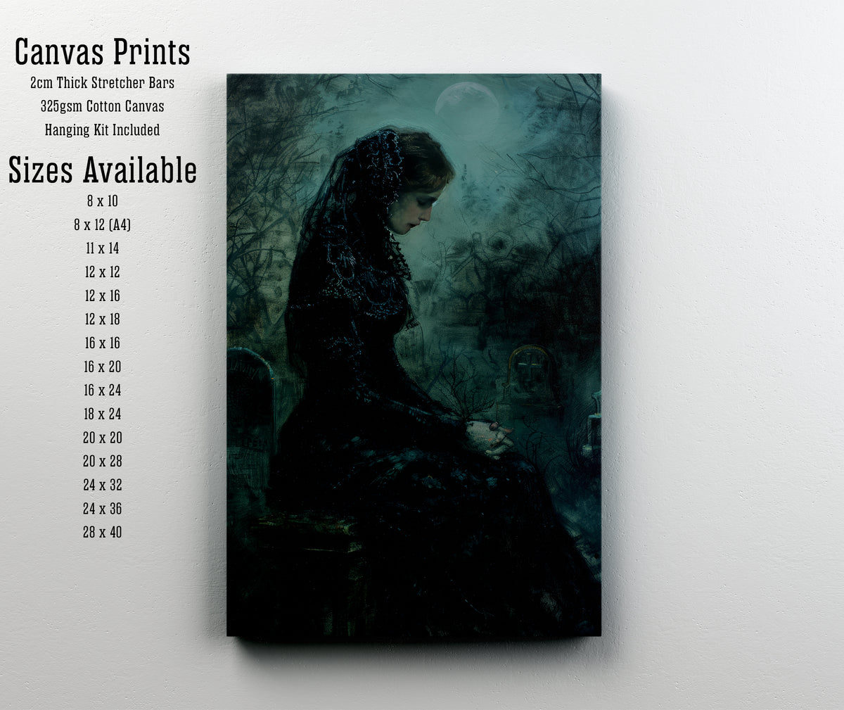 Gothic Mourning Woman Art Print