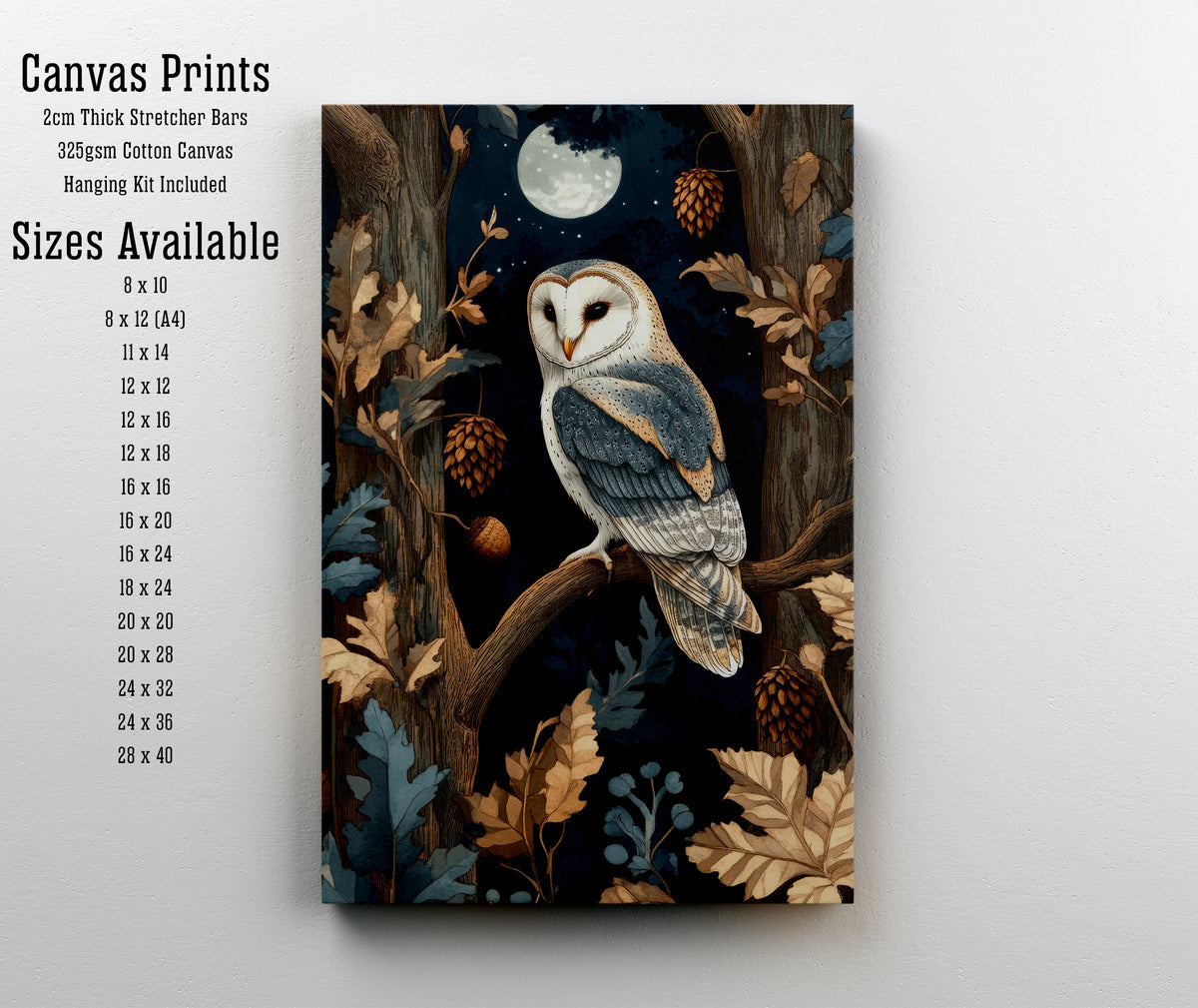 Moonlit Barn Owl Art Print