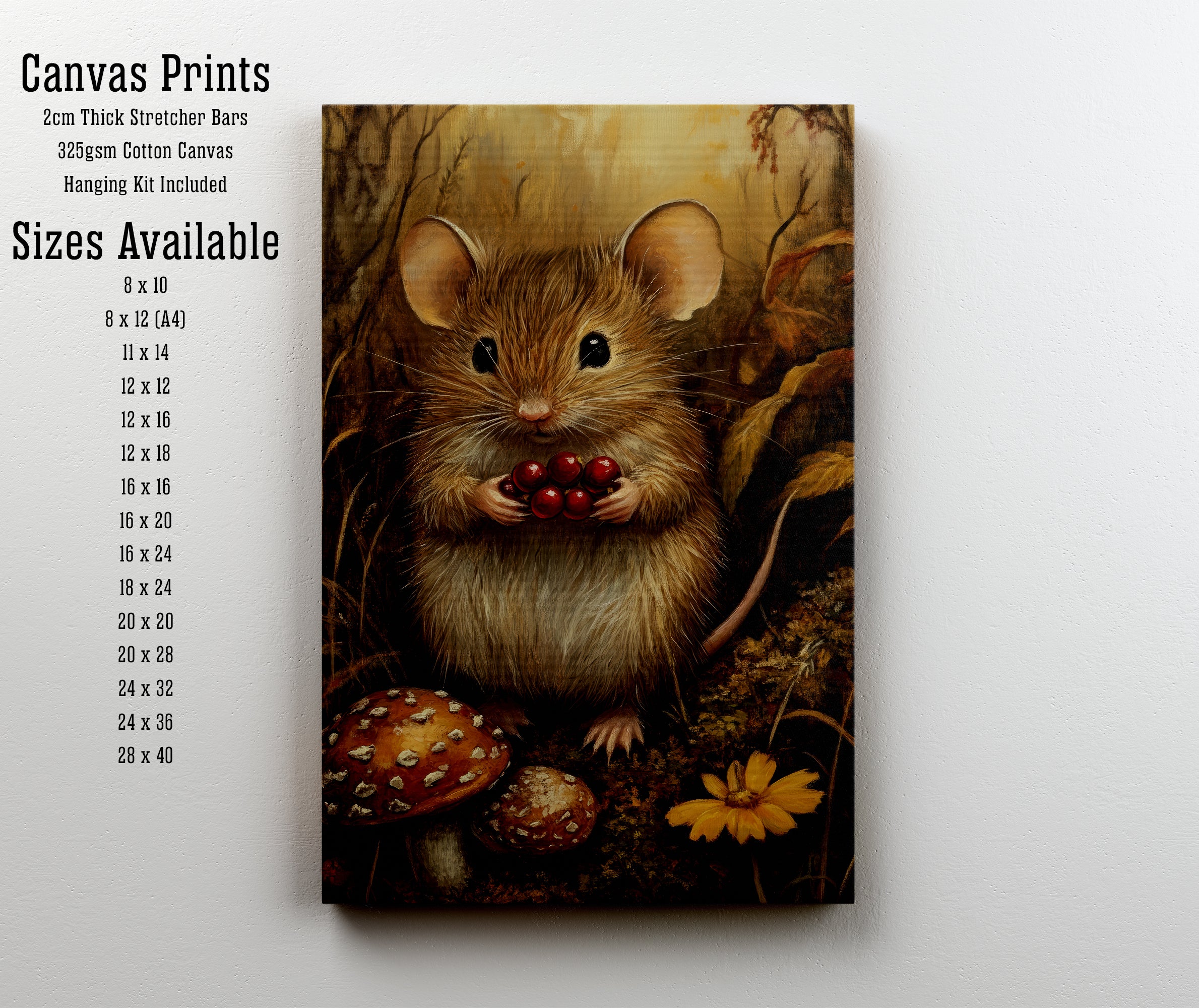 Woodland Mouse Berry Art Print