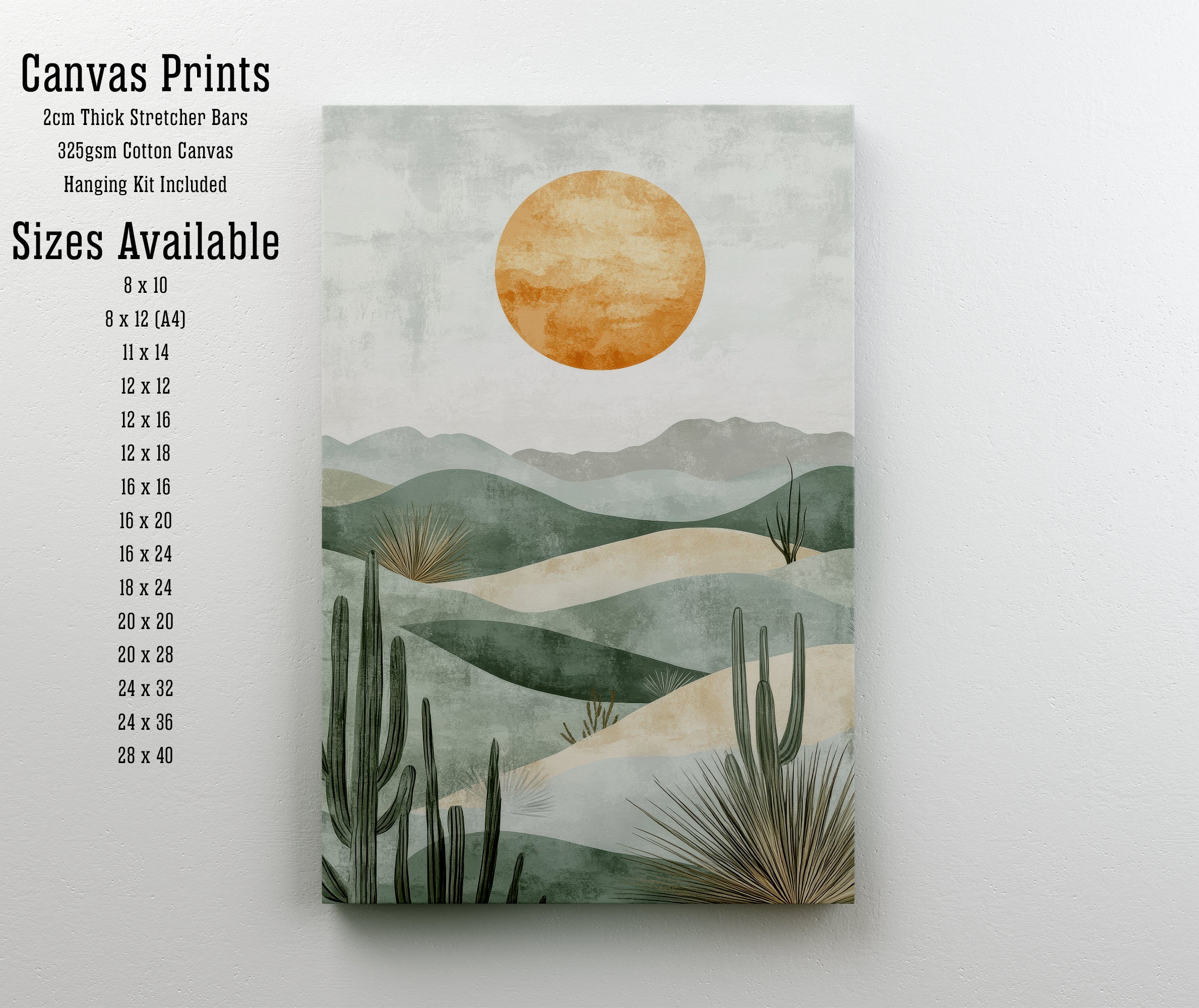 Cactus Desert Sunset Art Print