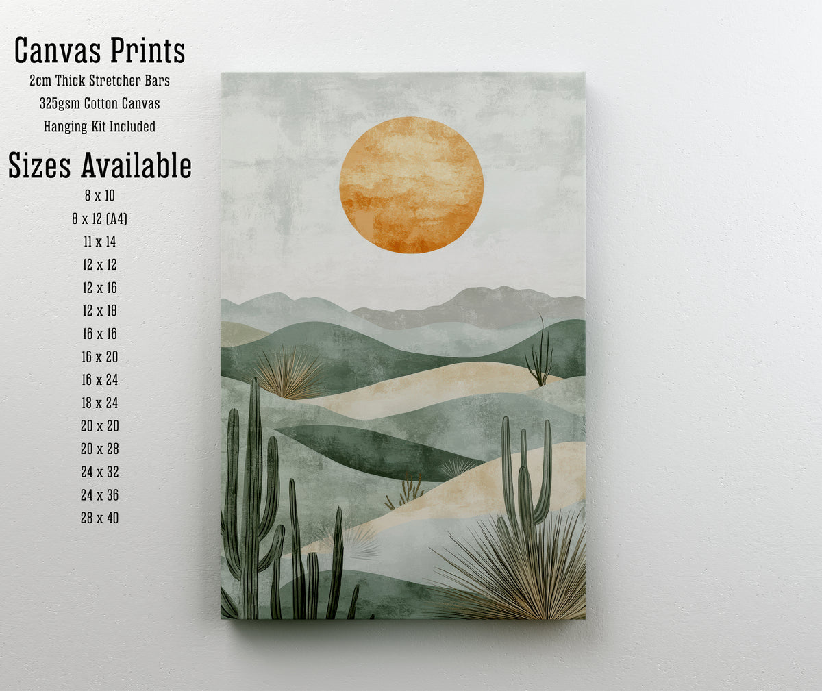 Cactus Desert Sunset Art Print