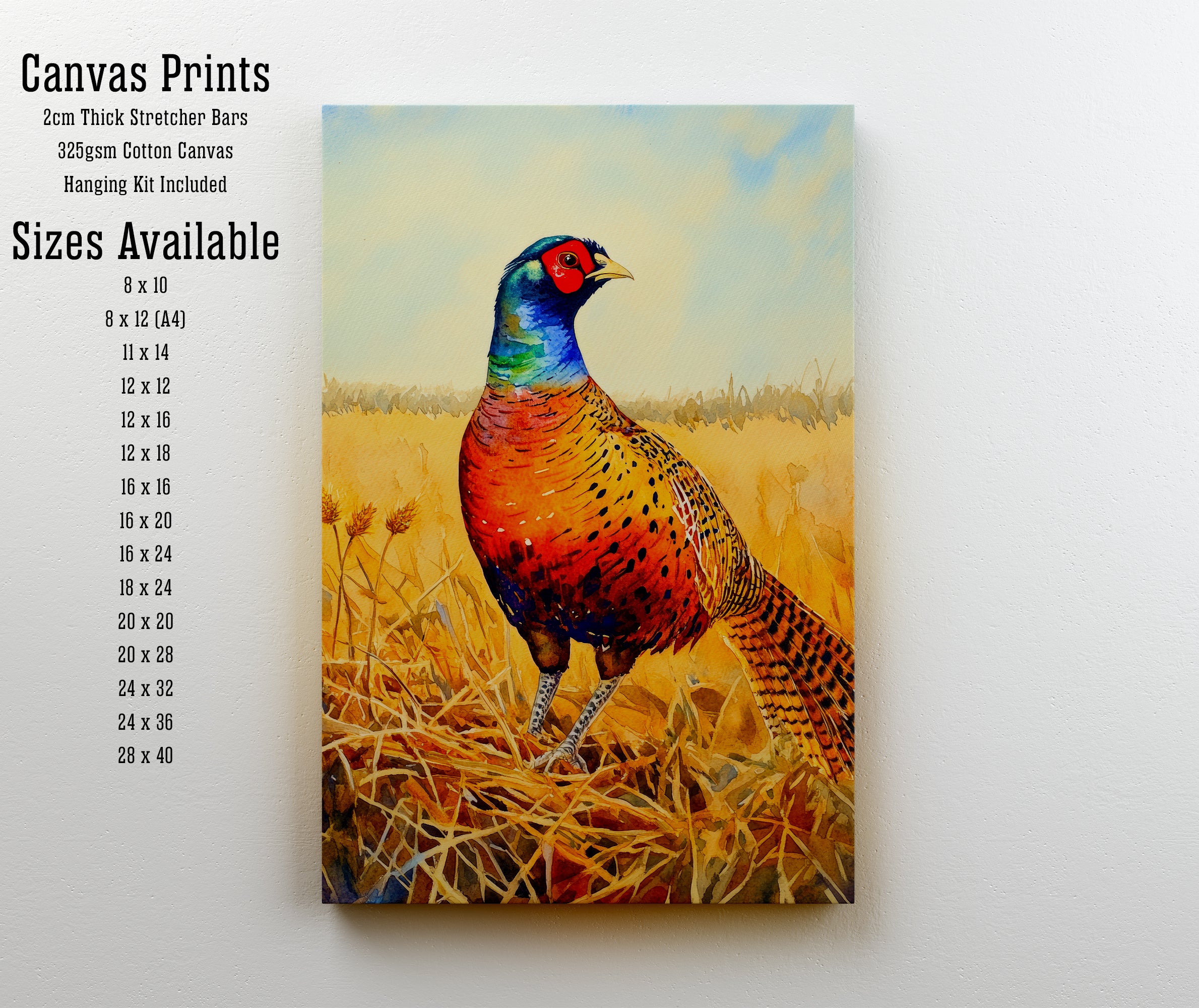 Colourful Pheasant Watercolour Art Print