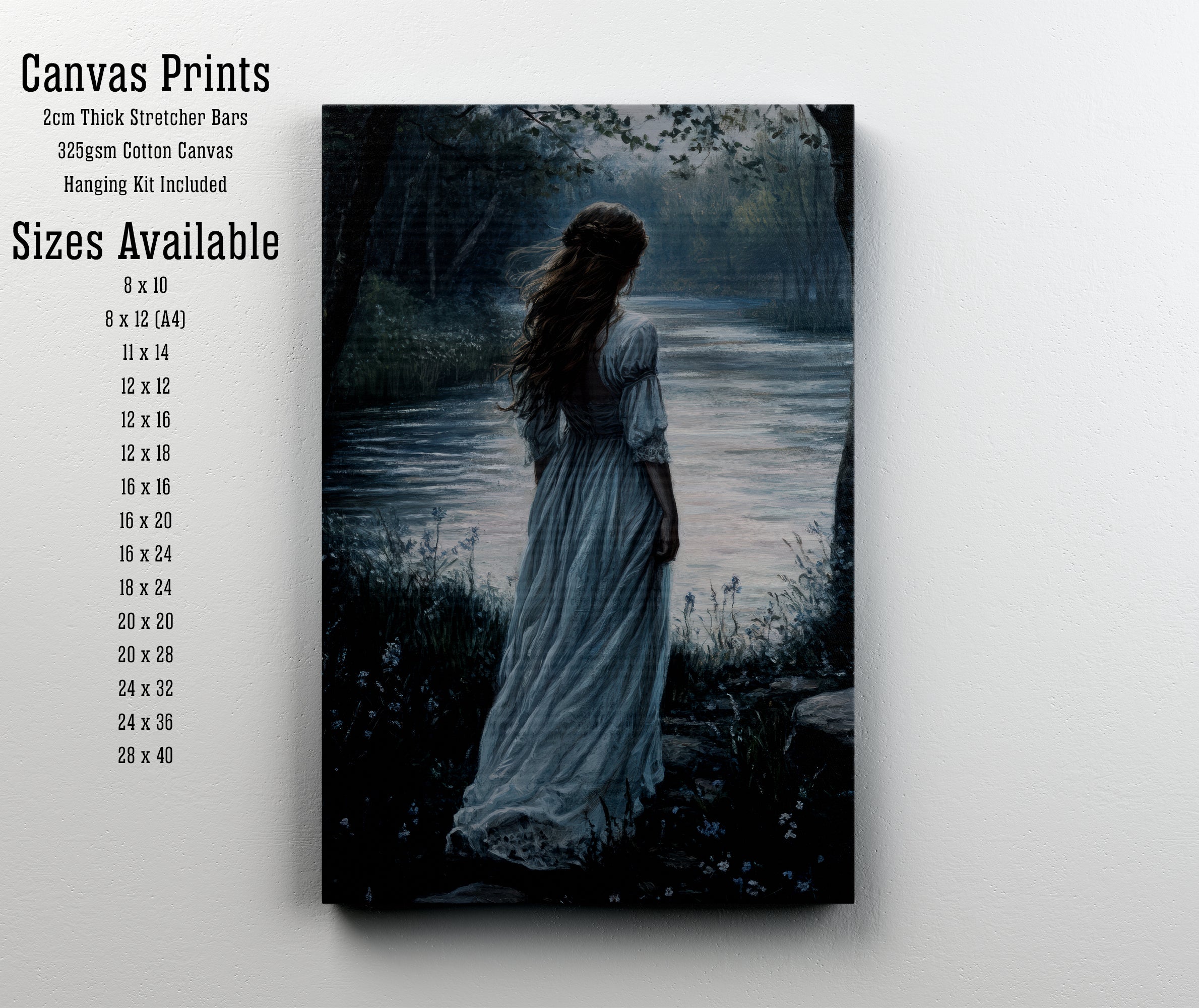 Woman by the Forest Lake Art Print