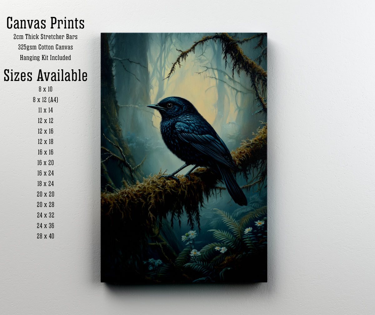 Raven Misty Forest Art Print