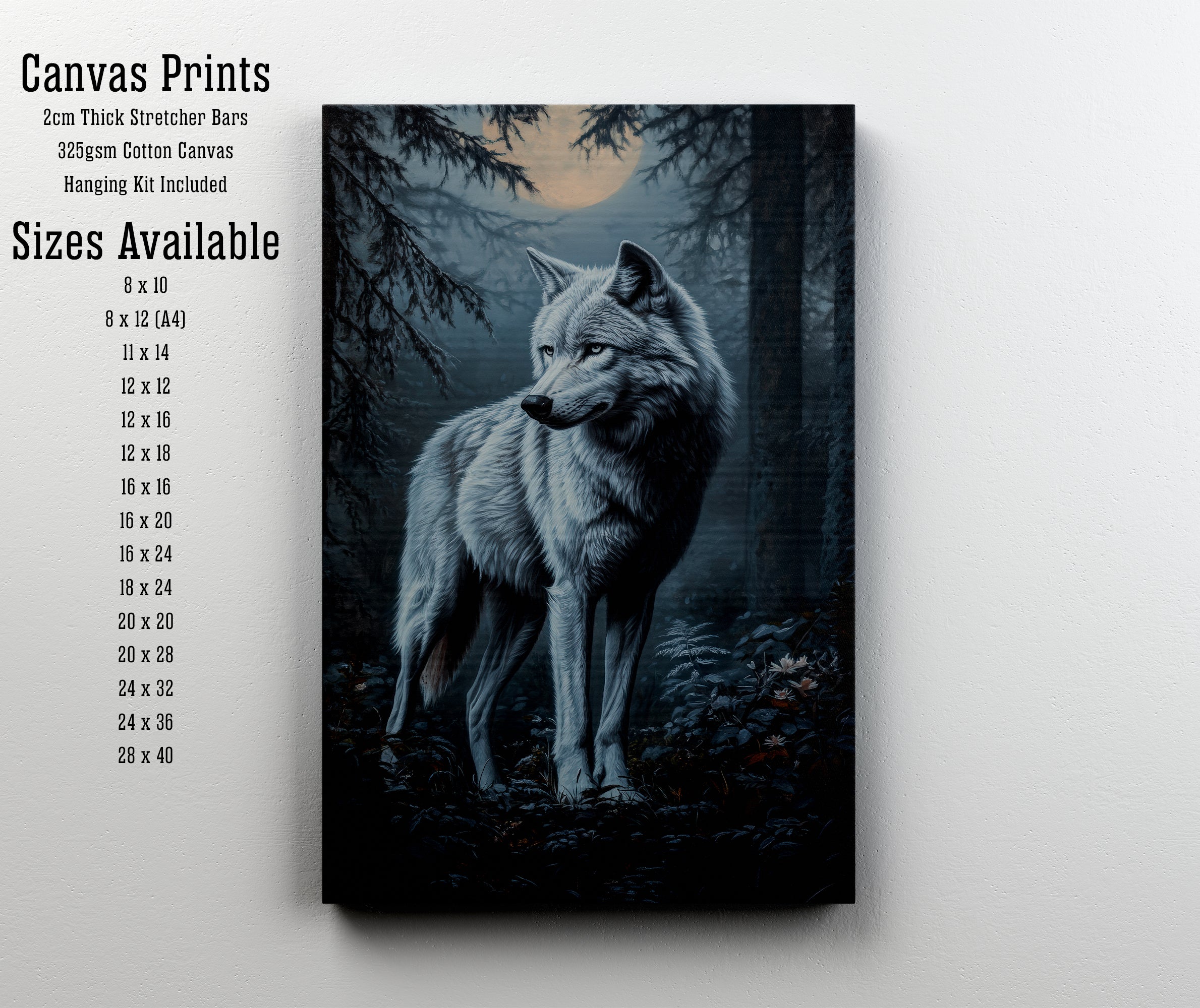 Moonlit Wolf Forest Art Print