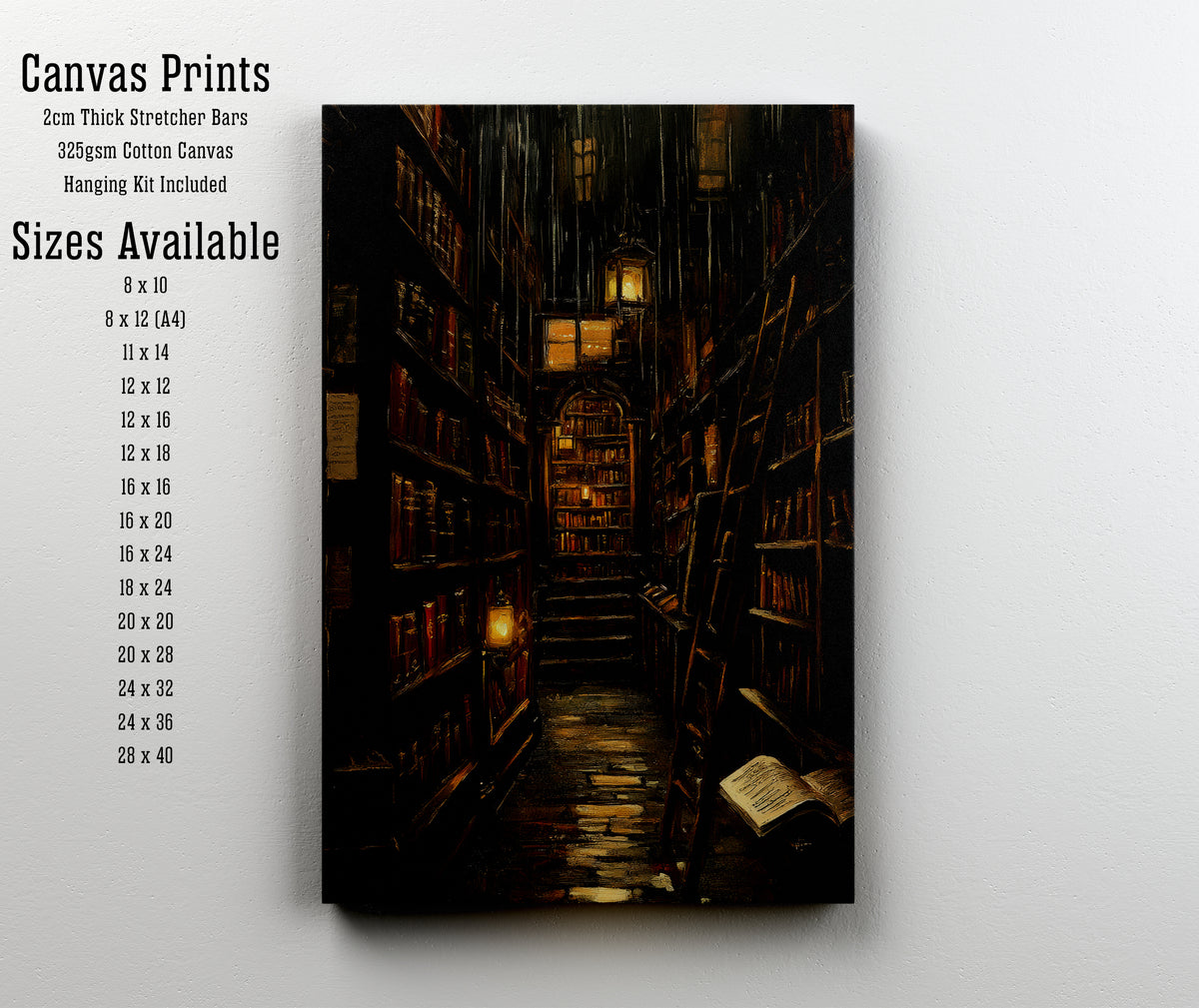 Dark Academia Library Art Print