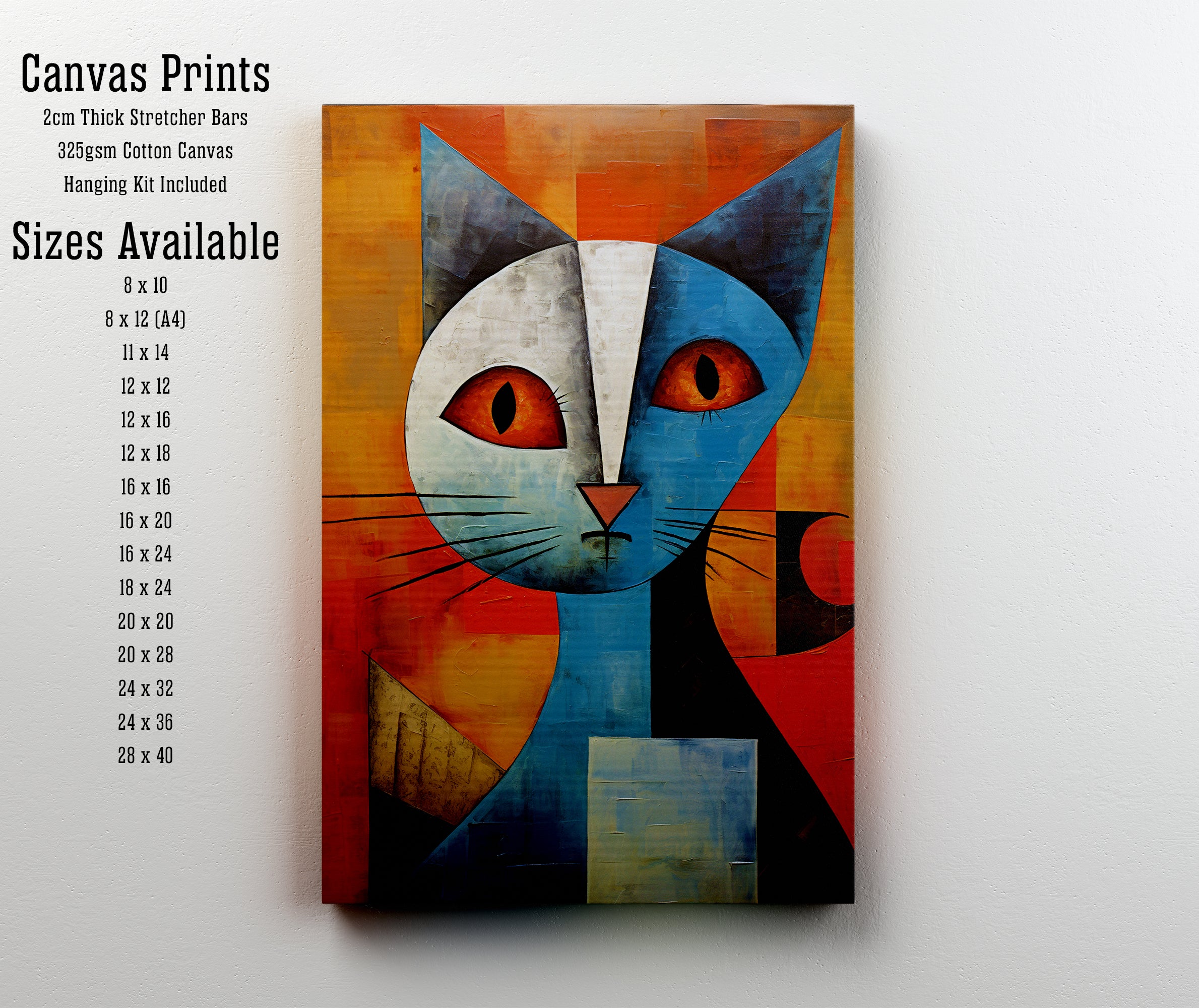 Geometric Blue Cat Art Print