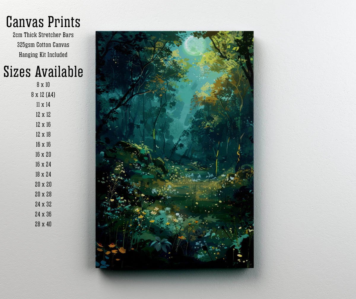 Moonlit Woodland Pond Art Print