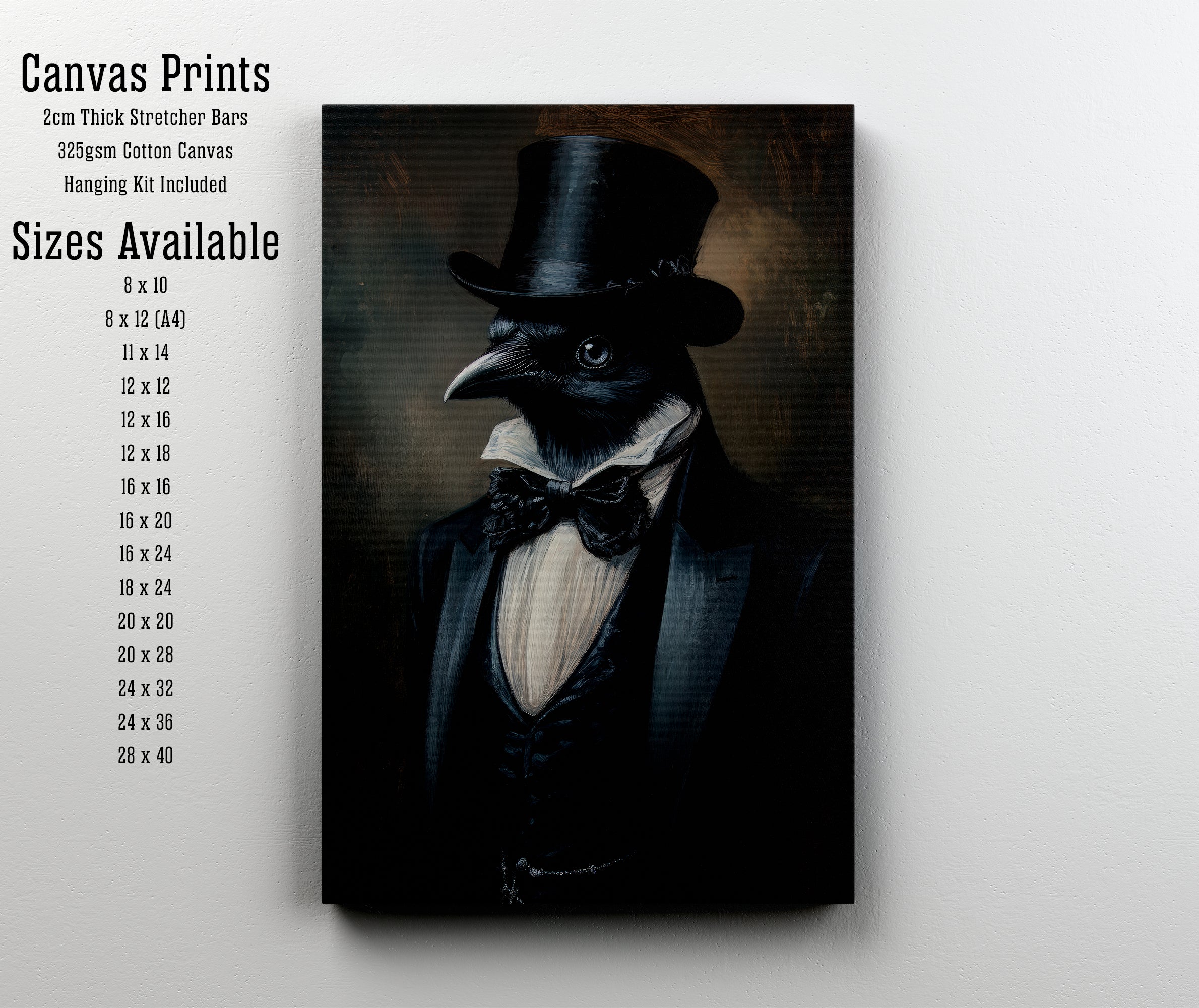Raven Top Hat Dark Academia Art Print