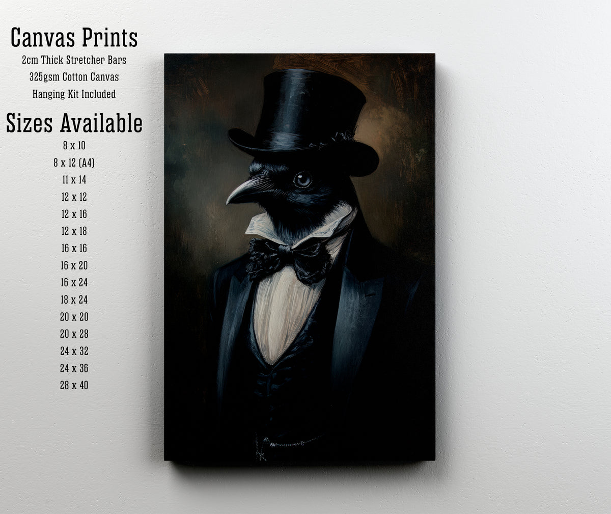 Raven Top Hat Dark Academia Art Print