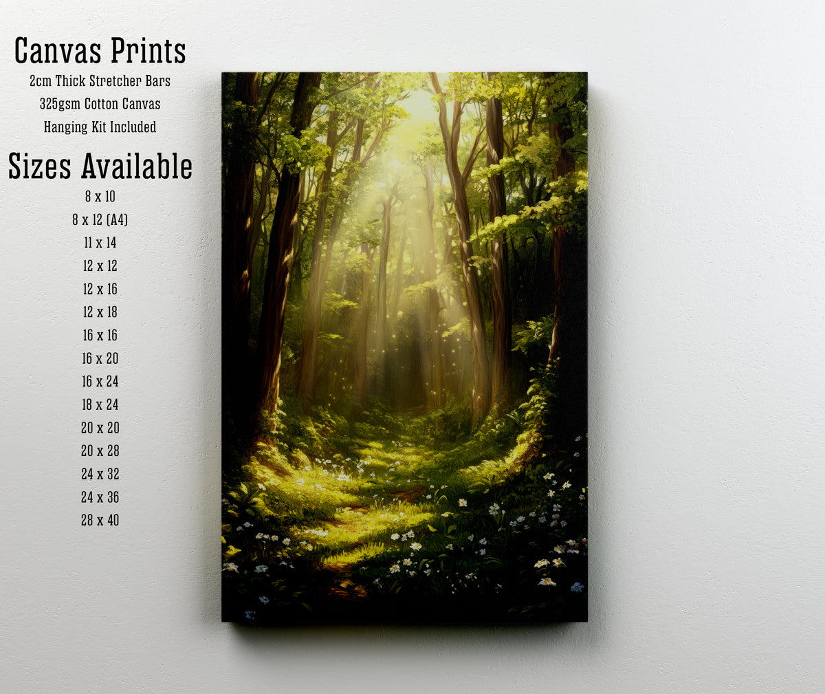 Sunlit Forest Woodland Art Print