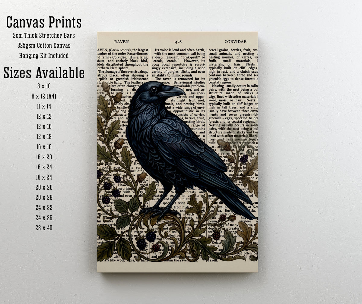 Vintage Raven Botanical Art Print