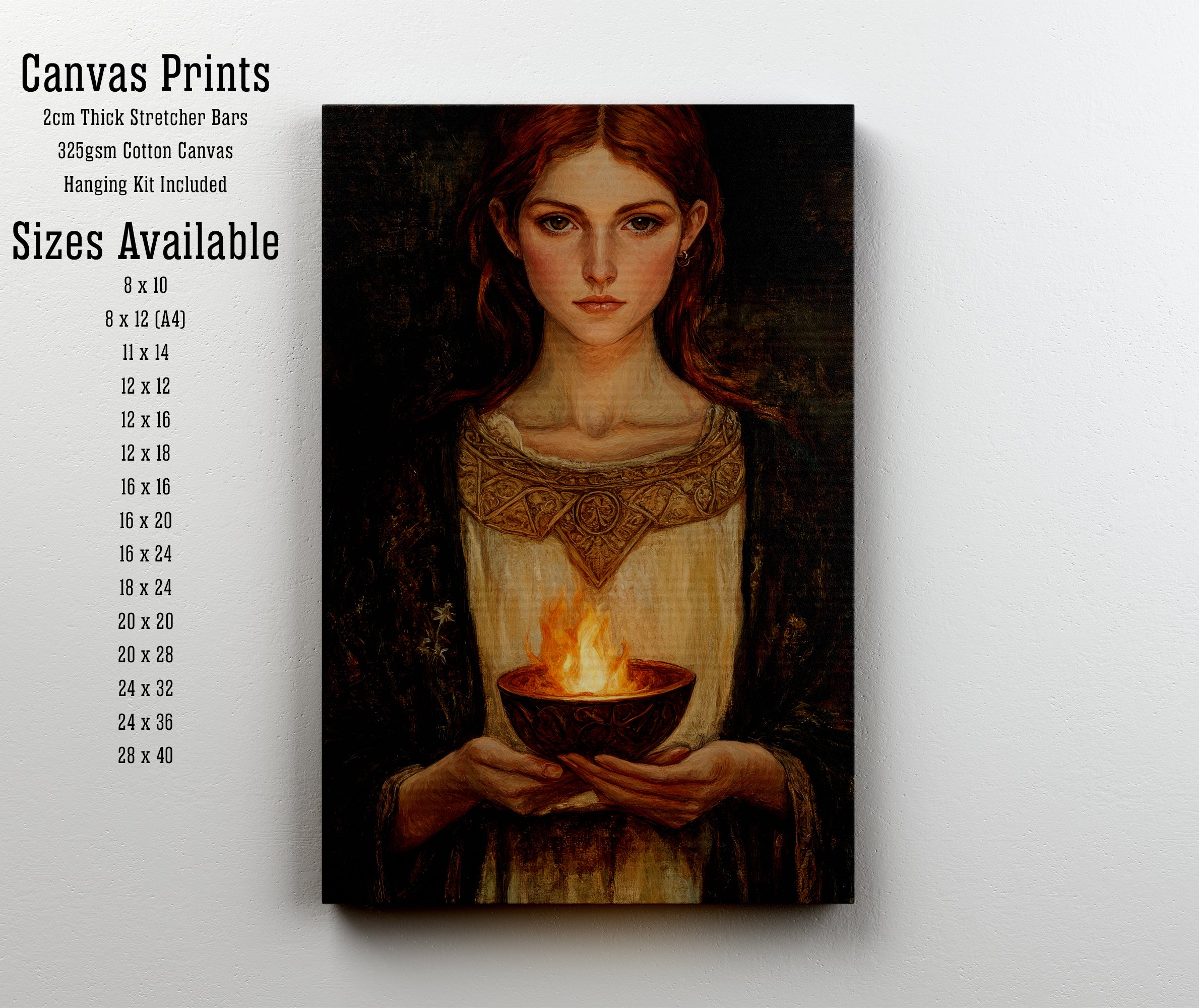 Medieval Woman with Fire Art Print