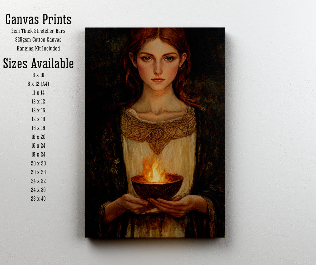 Medieval Woman with Fire Art Print