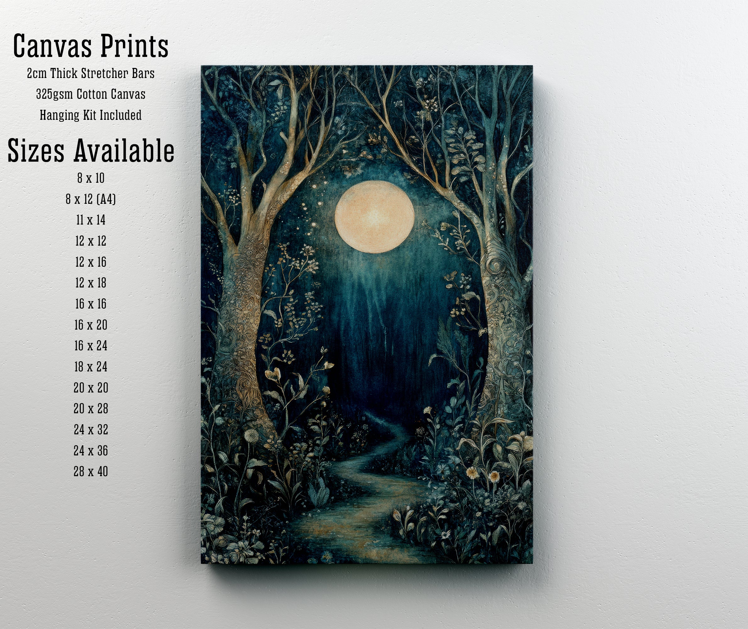 Moonlit Woodland Path Art Print