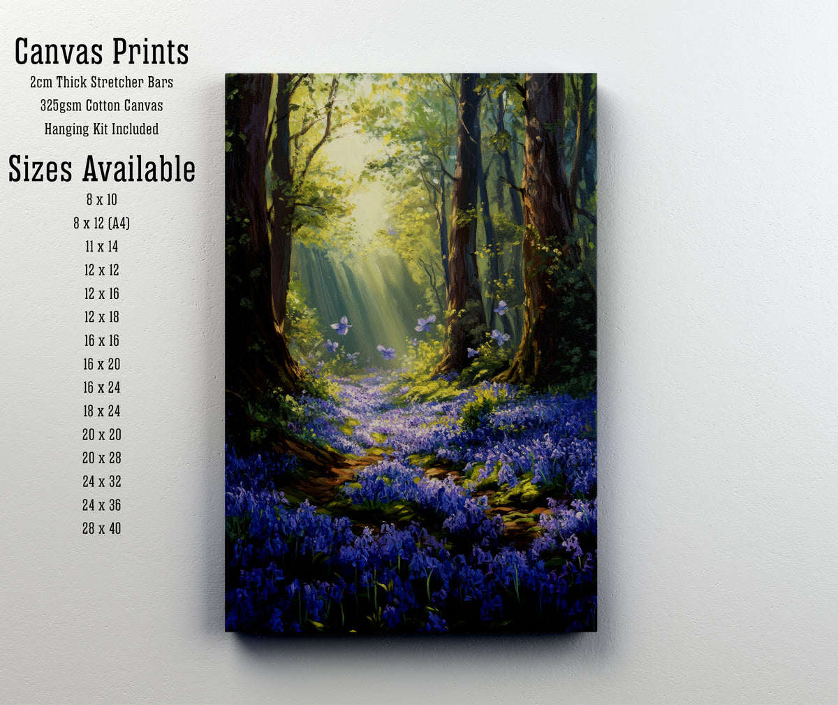 Woodland Bluebell Forest Art Print