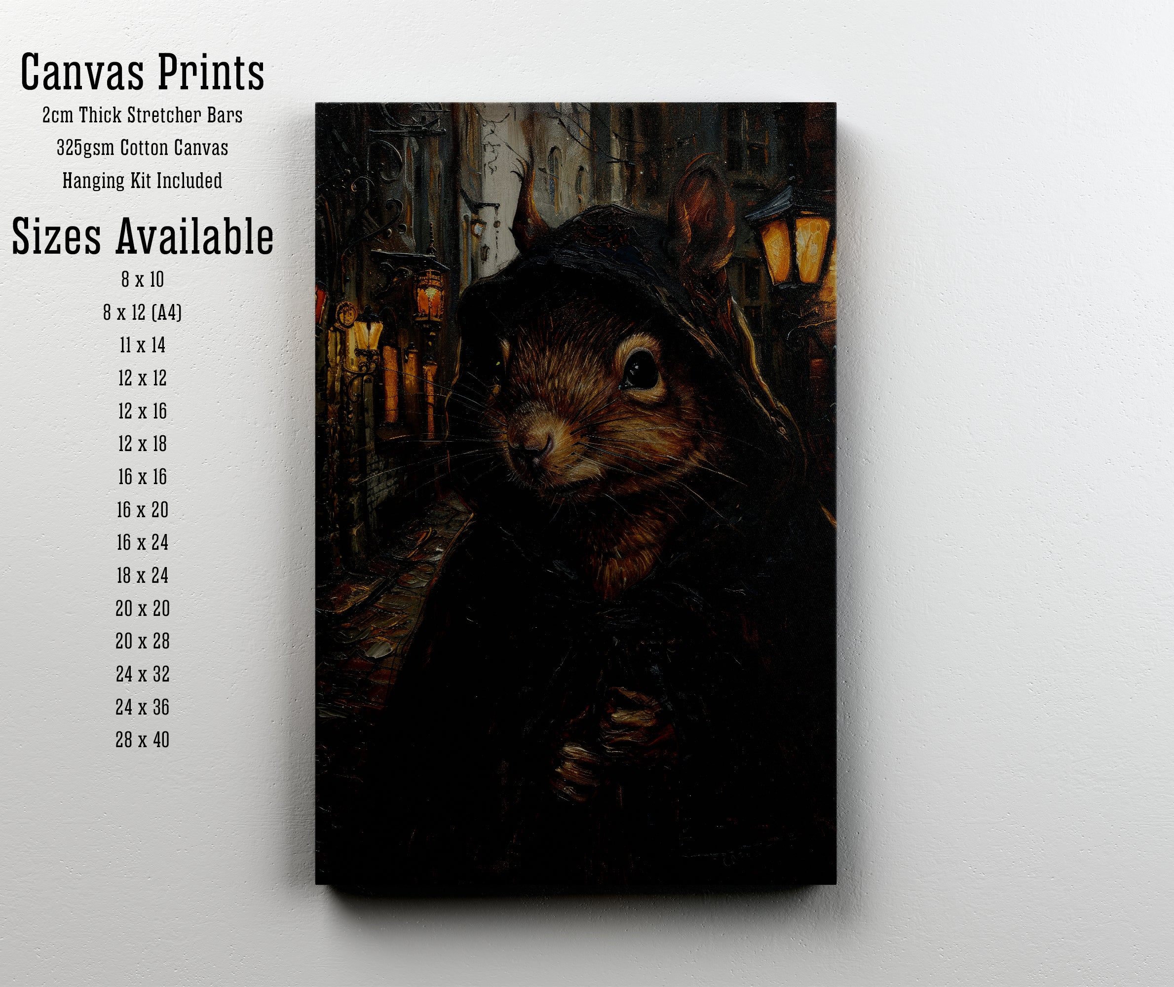 Gothic Hooded Rat Art Print