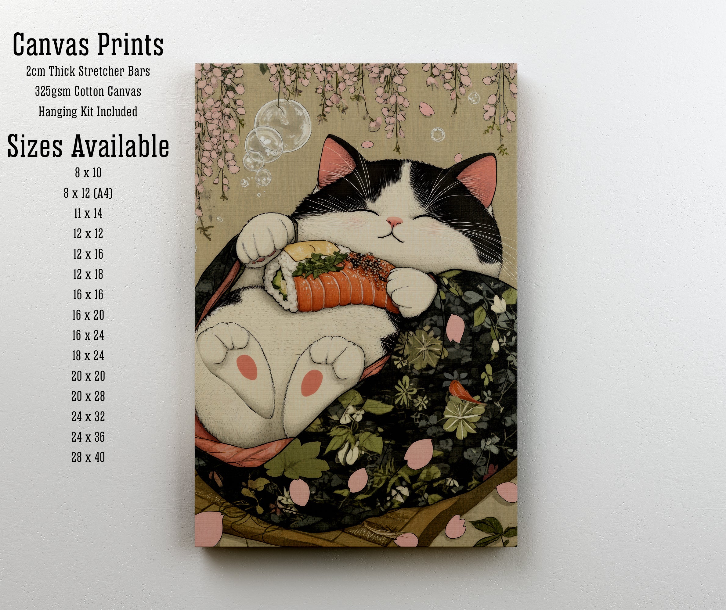 Japanese Cat Sushi Art Print