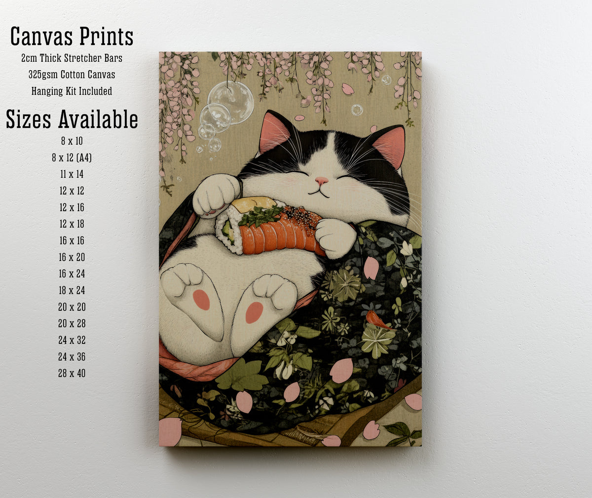 Japanese Cat Sushi Art Print