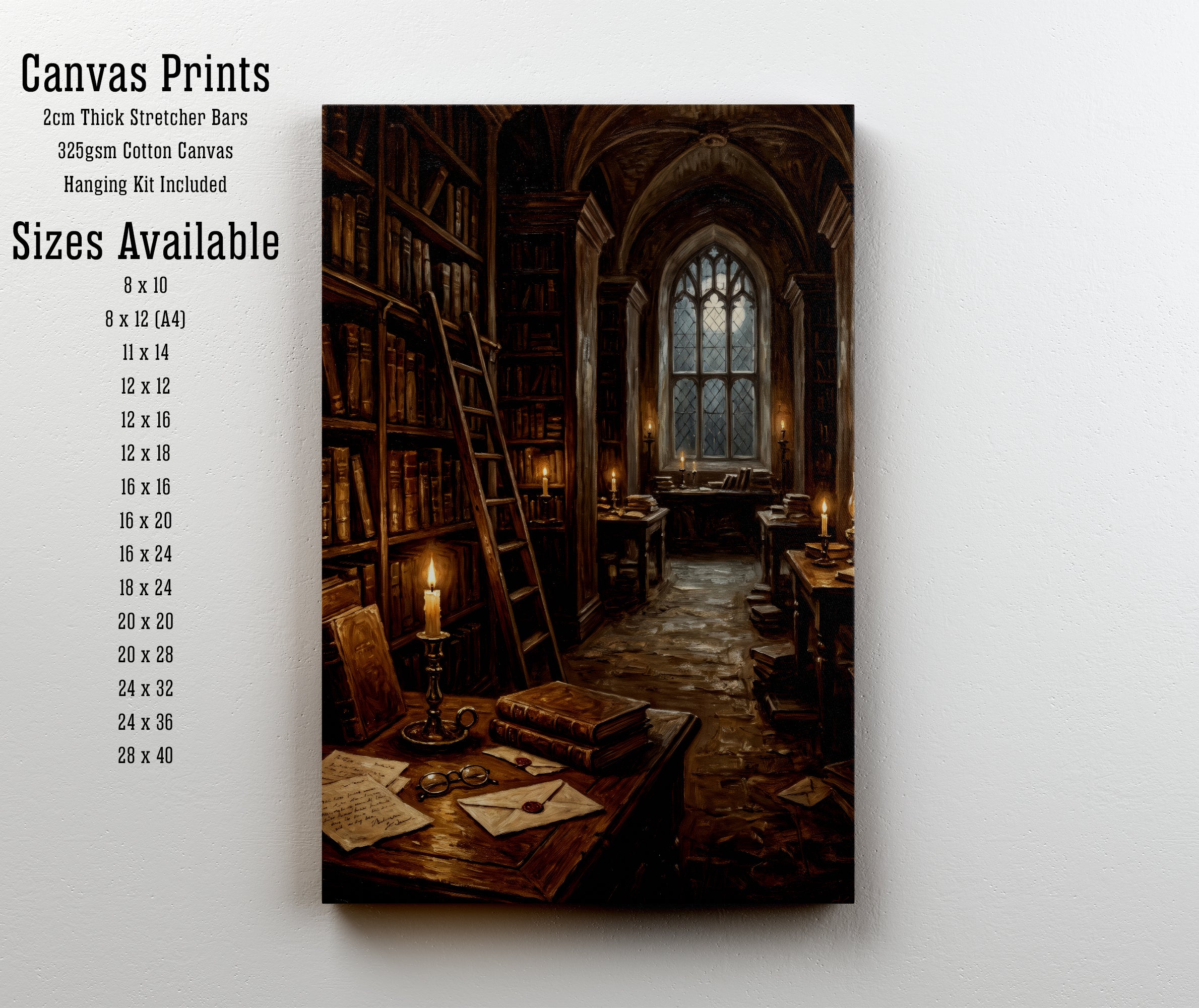 Gothic Library Dark Academia Art Print