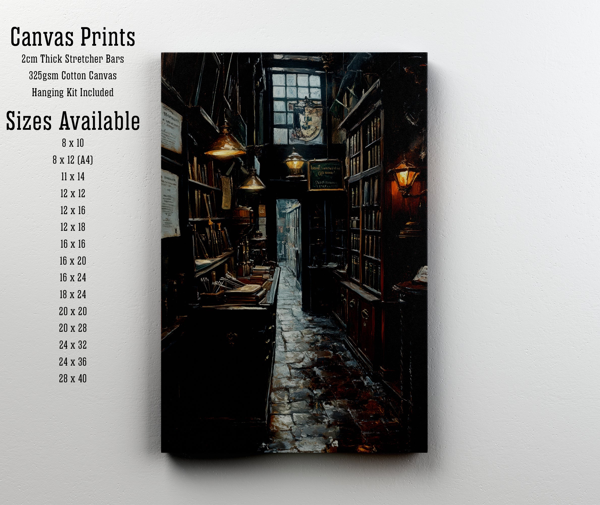 Moody Bookshop Interior Art Print