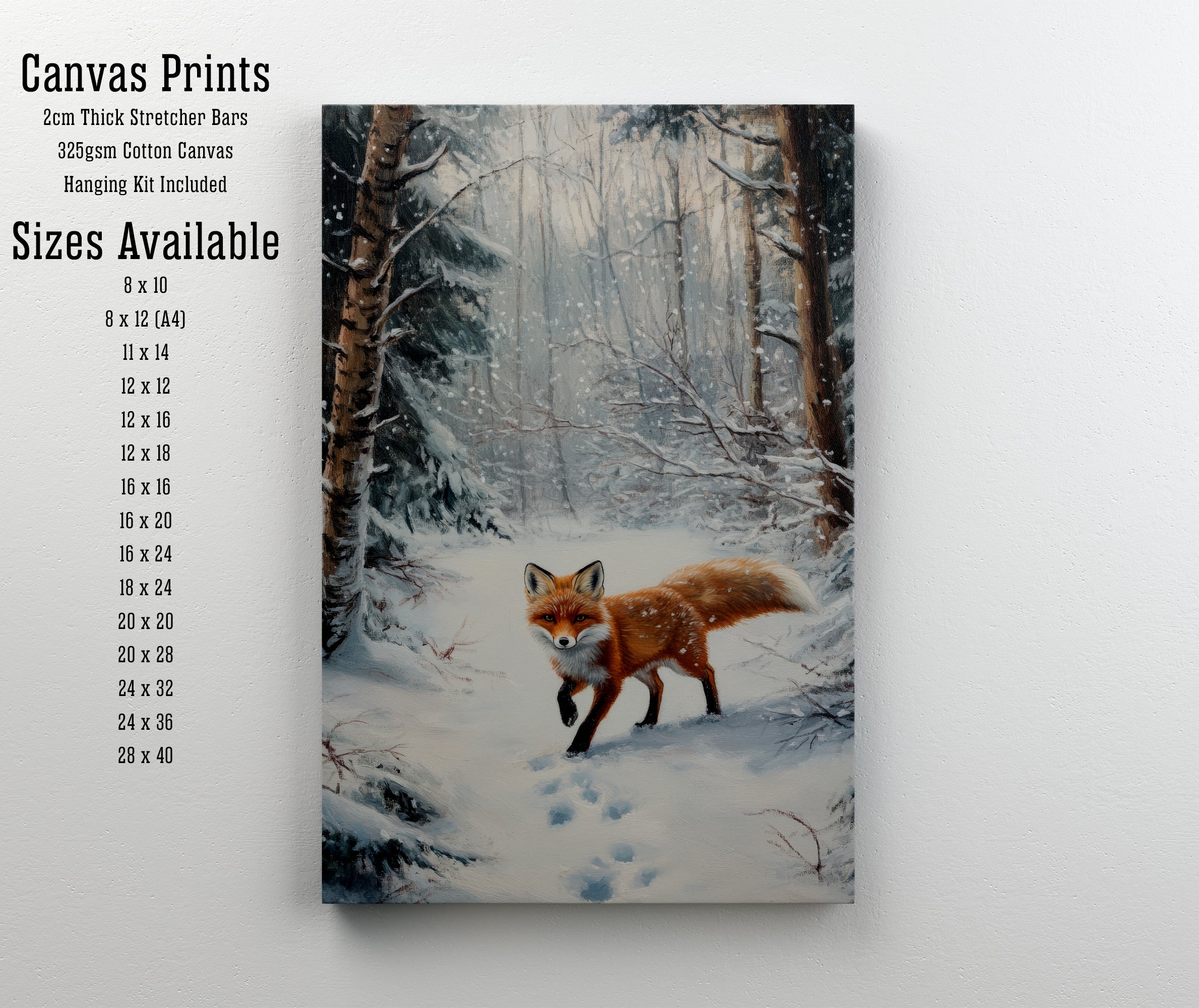 Snowy Forest Fox Art Print