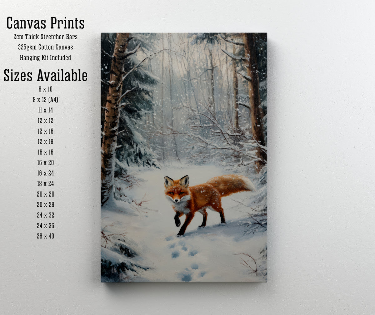 Snowy Forest Fox Art Print