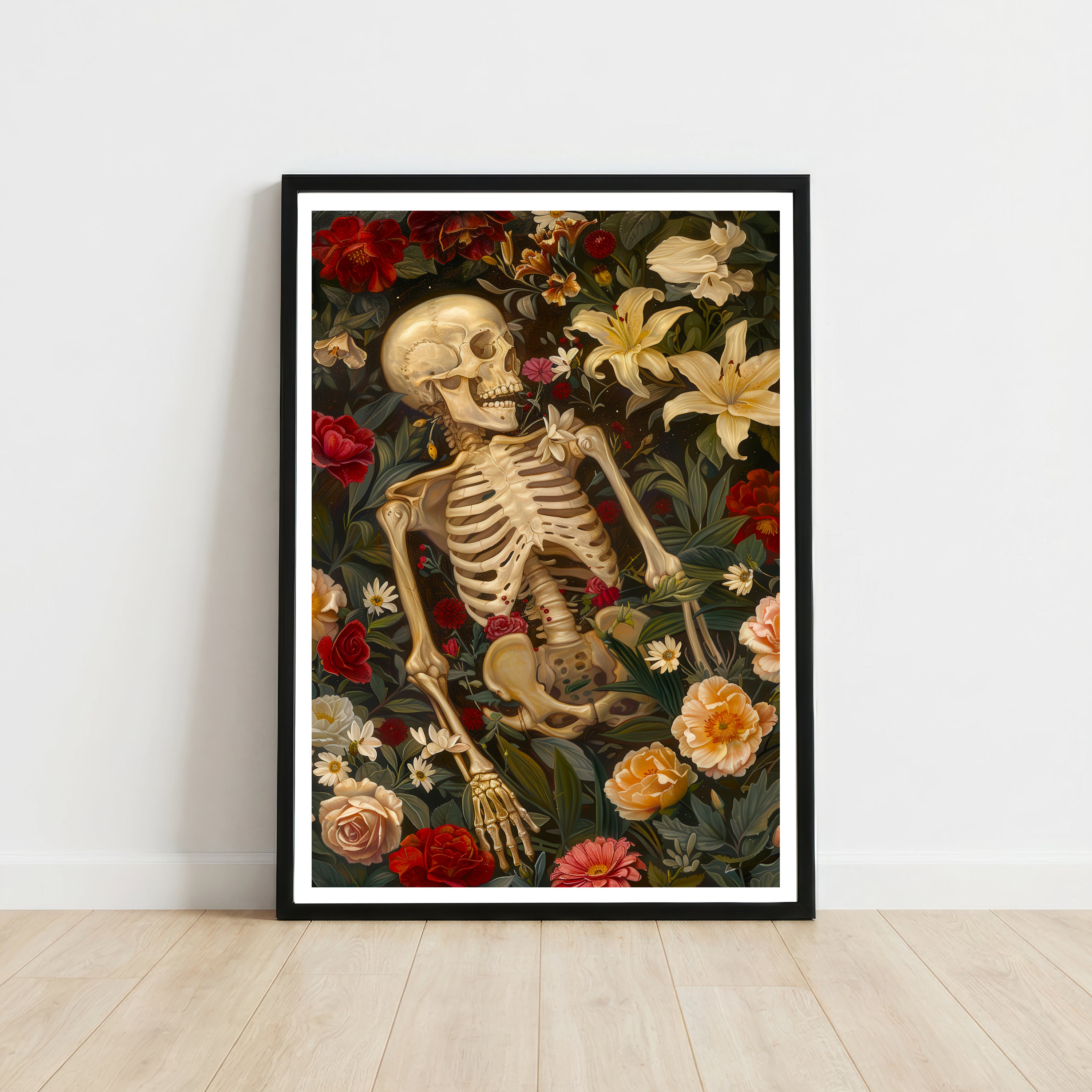 Floral Skeleton Gothic Art Print
