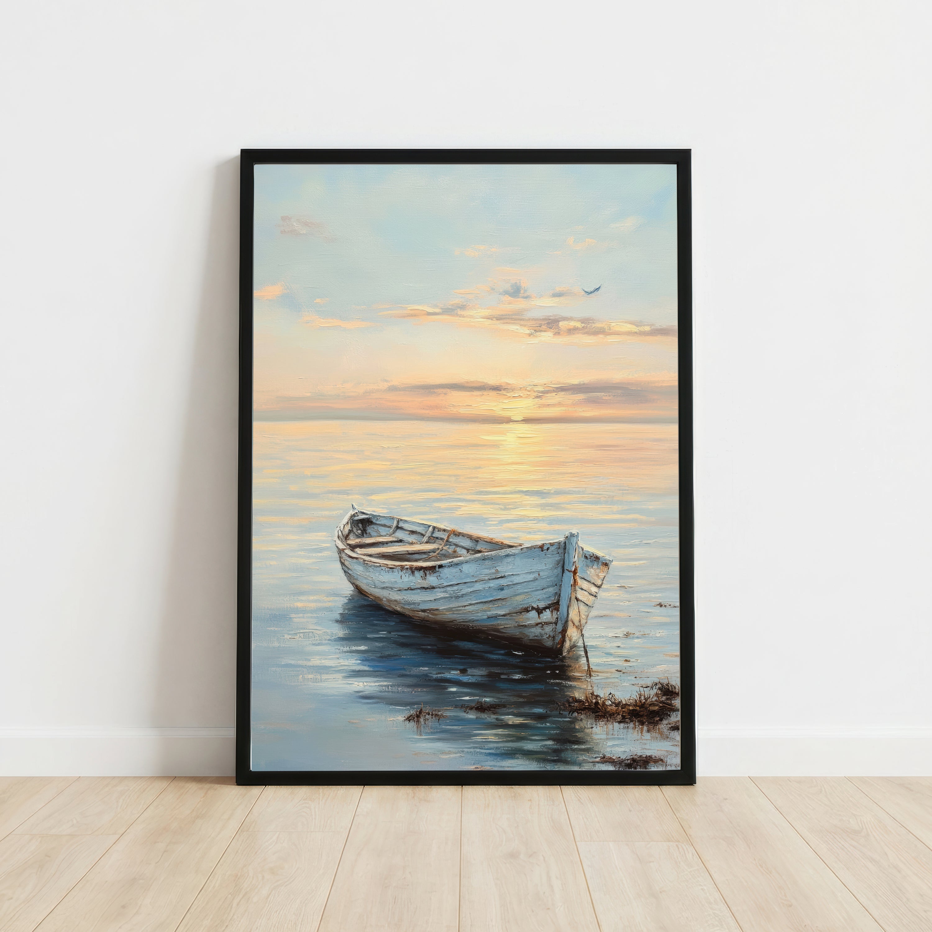 Weathered Rowboat Seascape Art Print