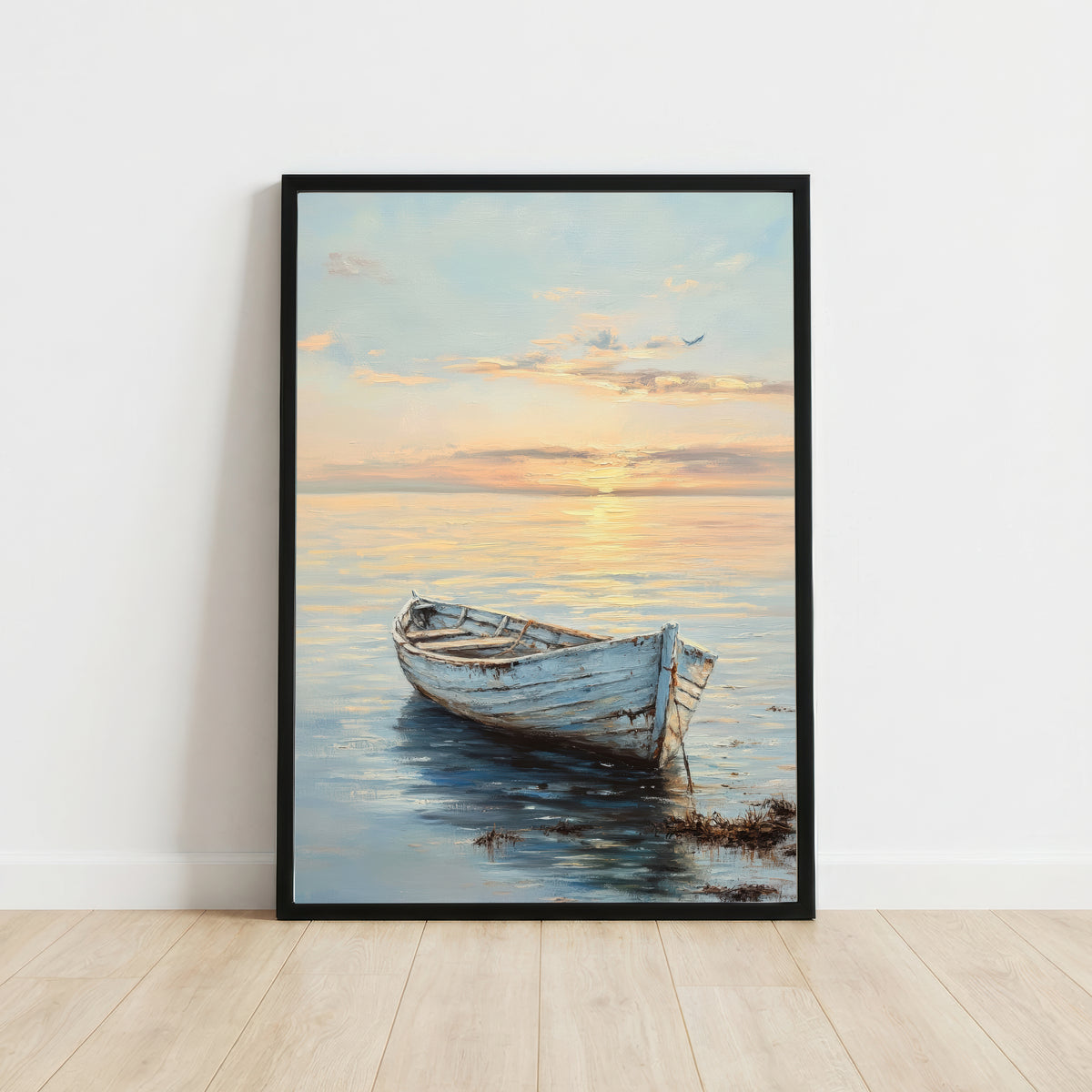 Weathered Rowboat Seascape Art Print