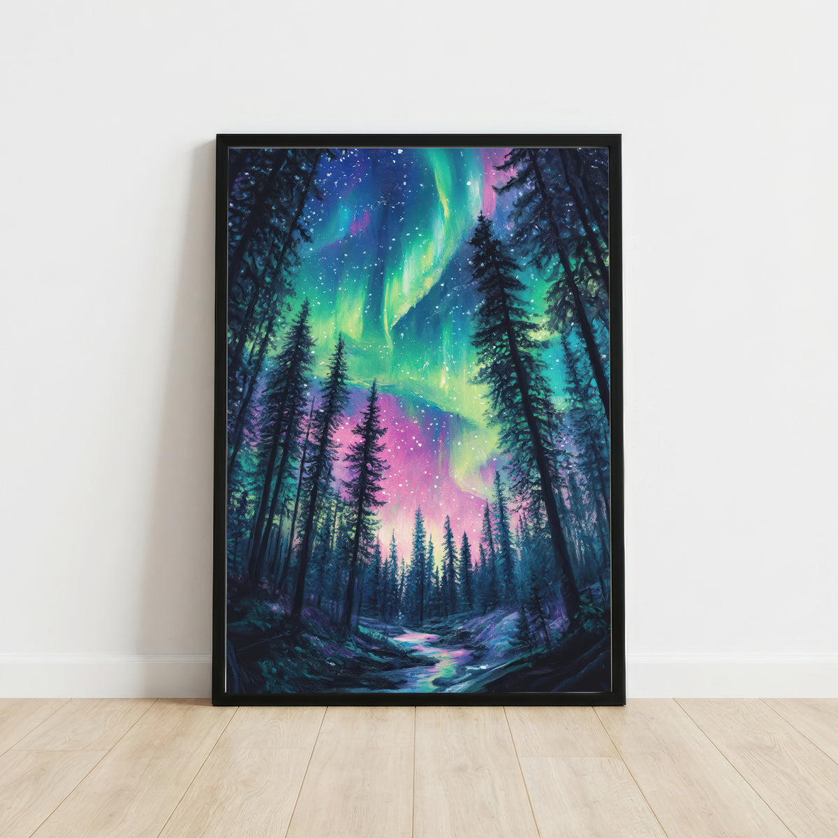 Aurora Borealis Forest Art Print