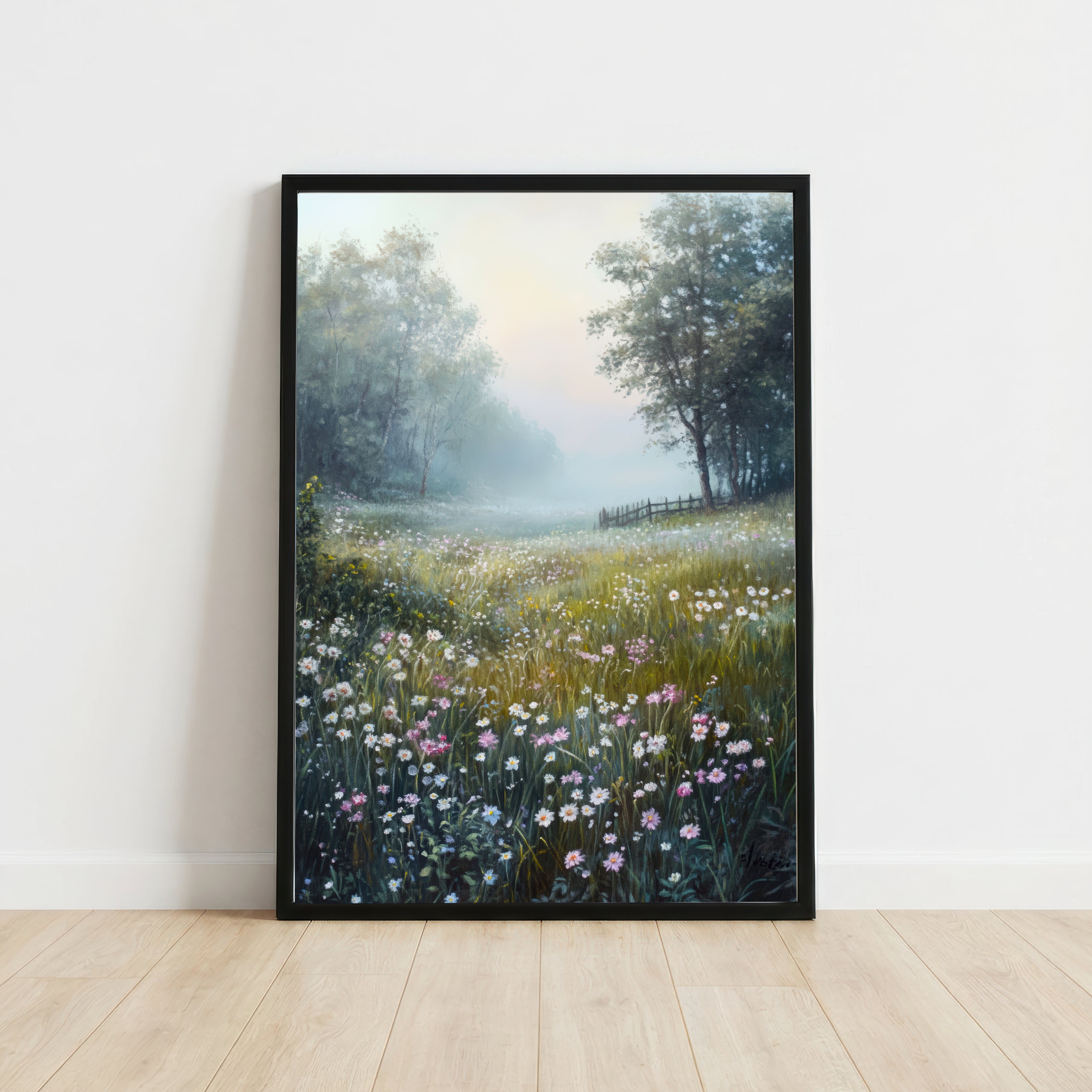 Misty Wildflower Meadow Art Print