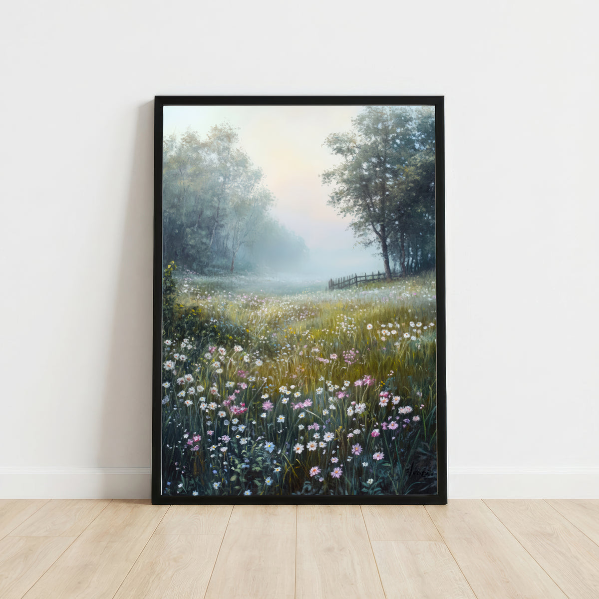 Misty Wildflower Meadow Art Print