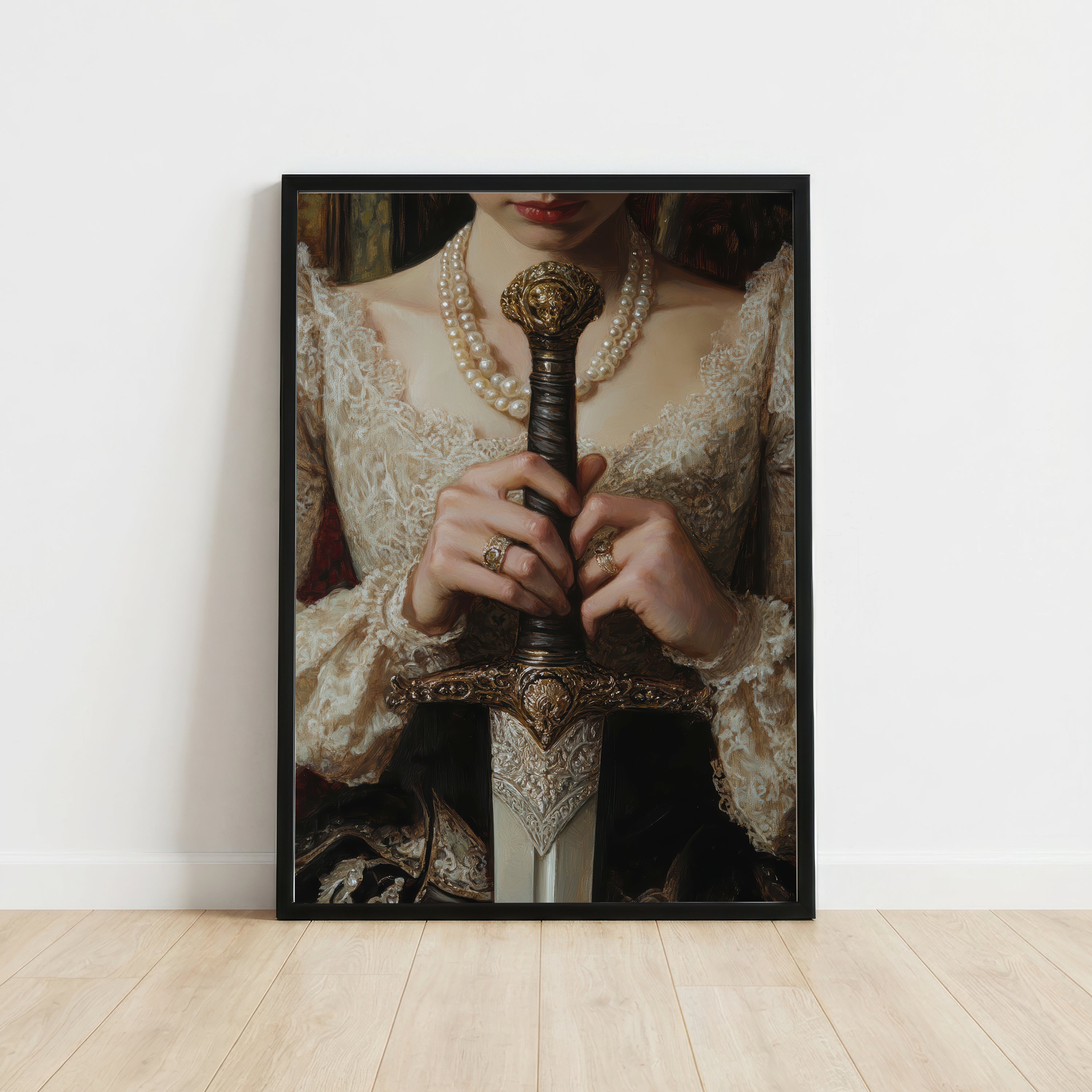 Gothic Woman with Ornate Sword Art Print