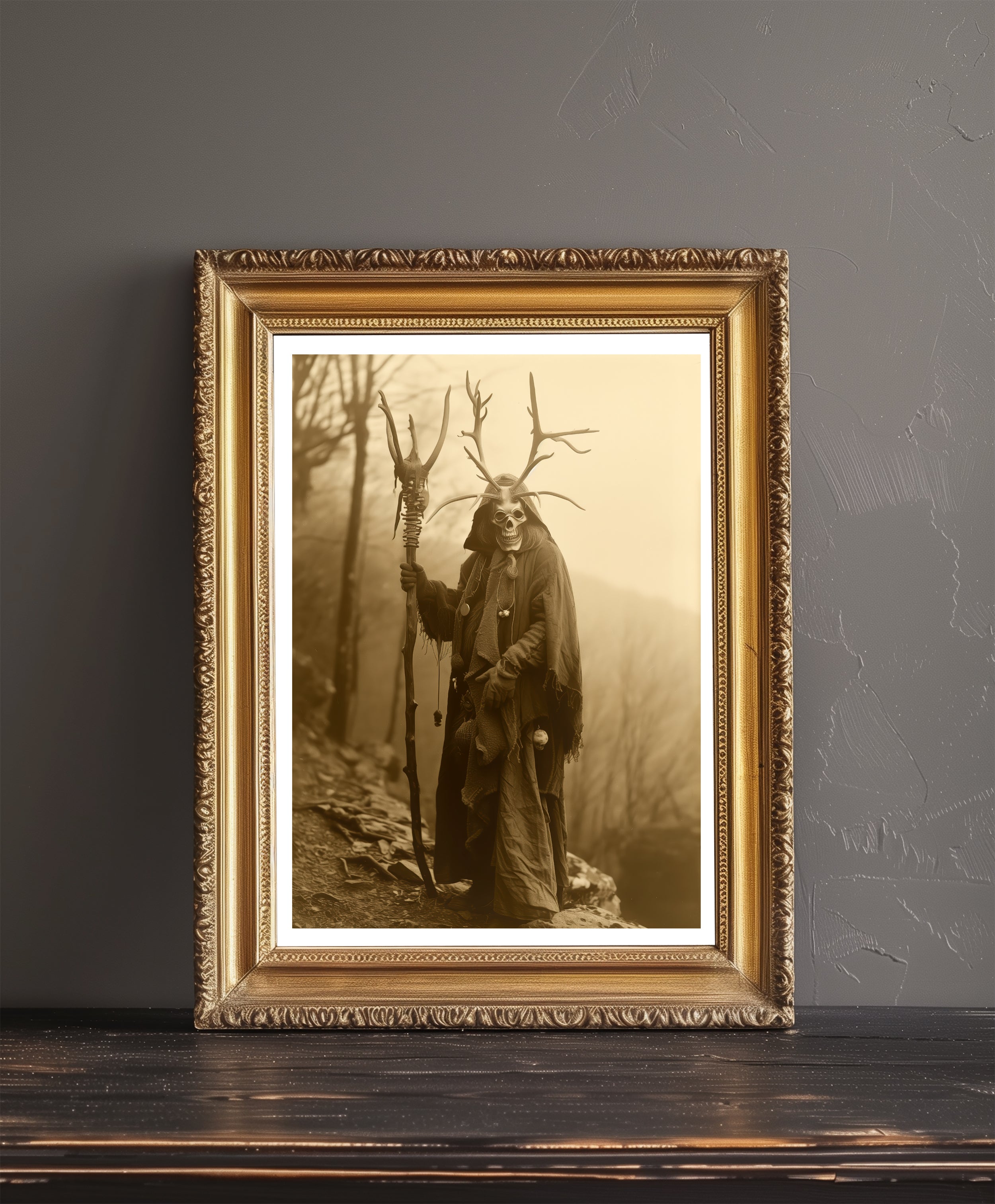 Antlered Skull Reaper Art Print