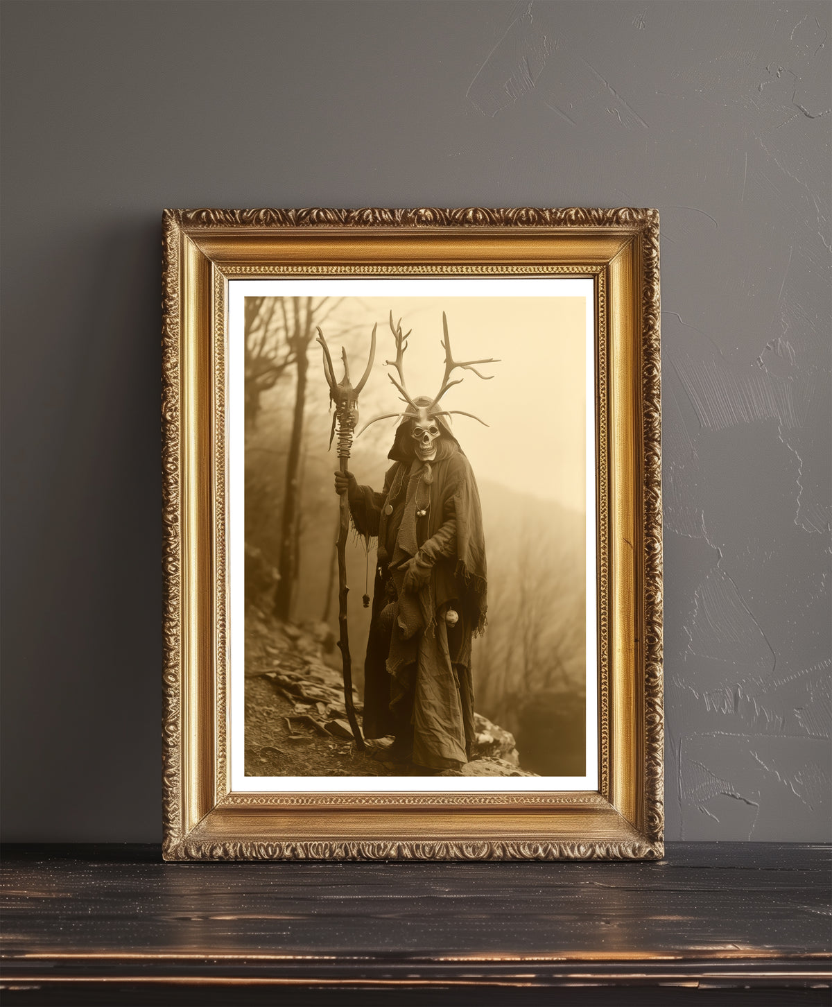 Antlered Skull Reaper Art Print