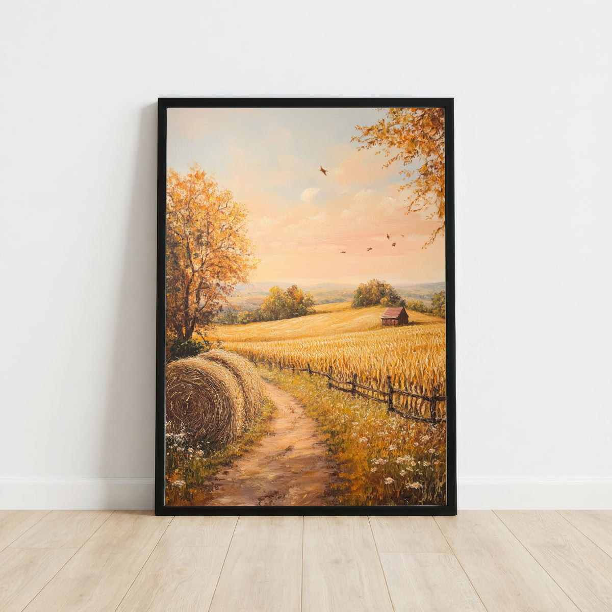 Autumn Wheat Field Landscape Art Print