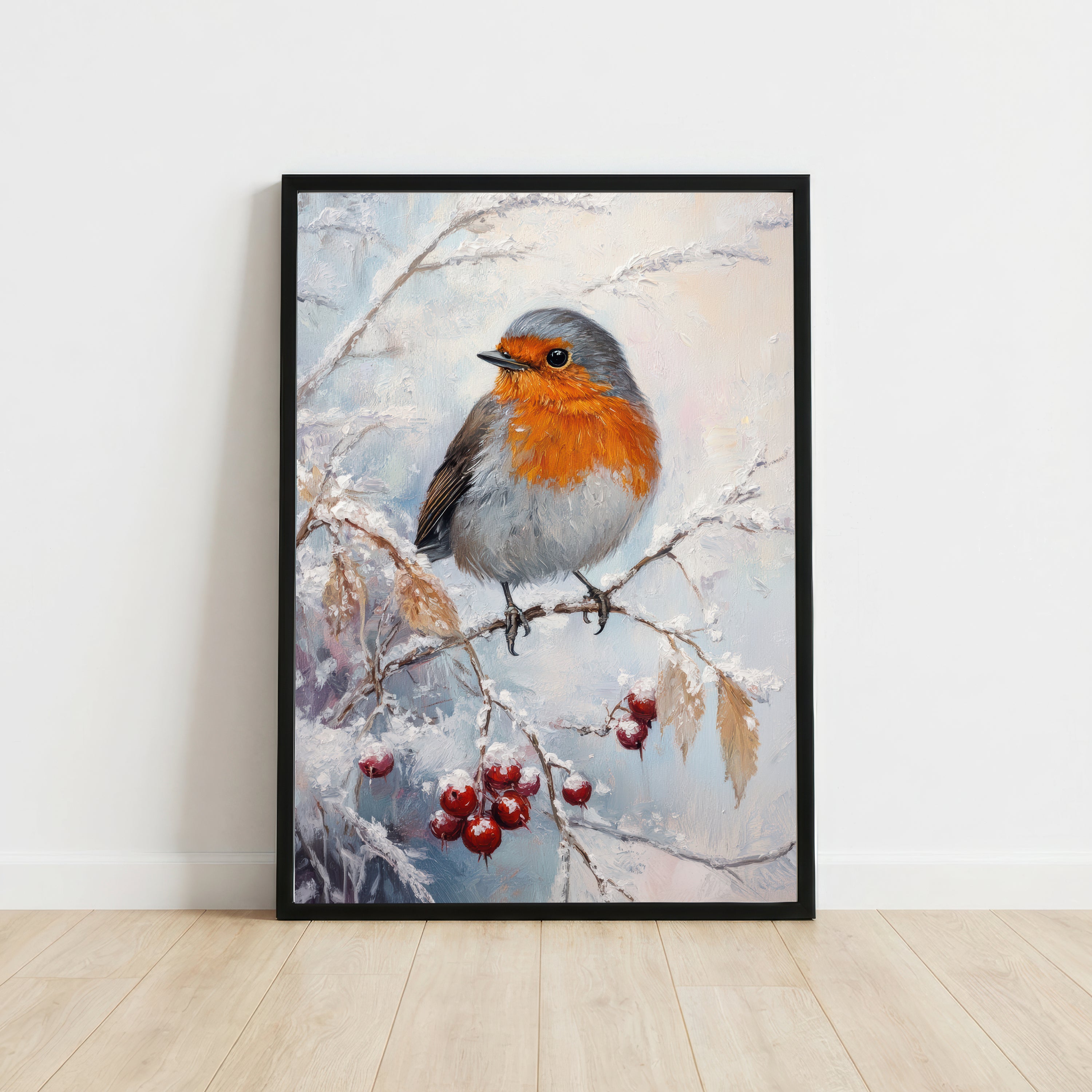 Snowy Robin Art Print