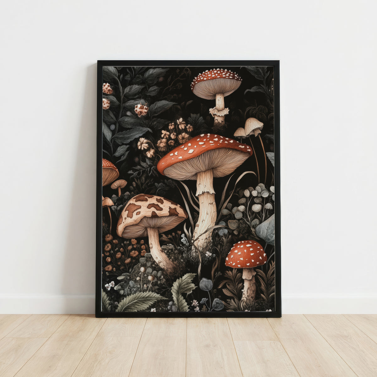 Dark Woodland Mushroom Art Print