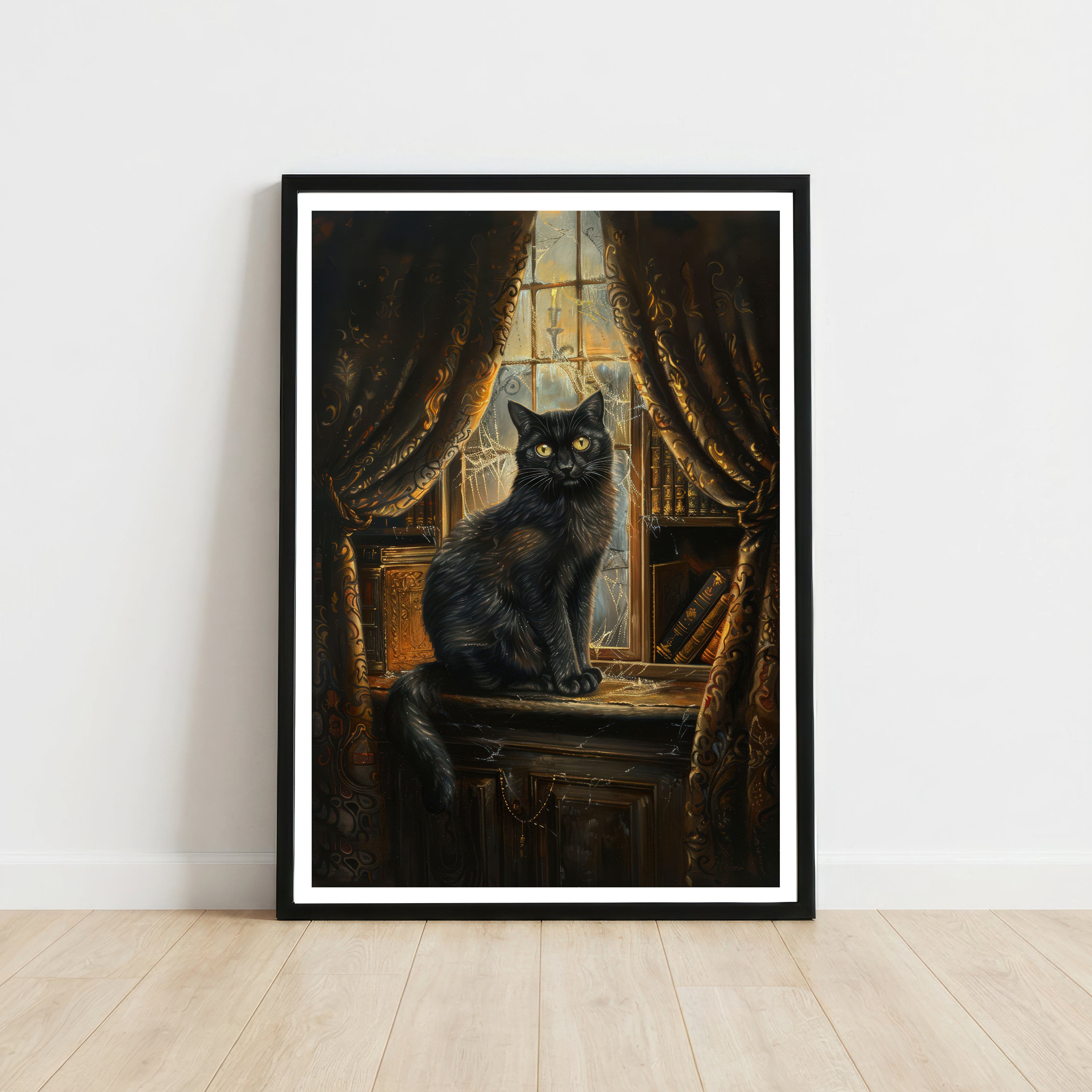 Gothic Black Cat Art Print