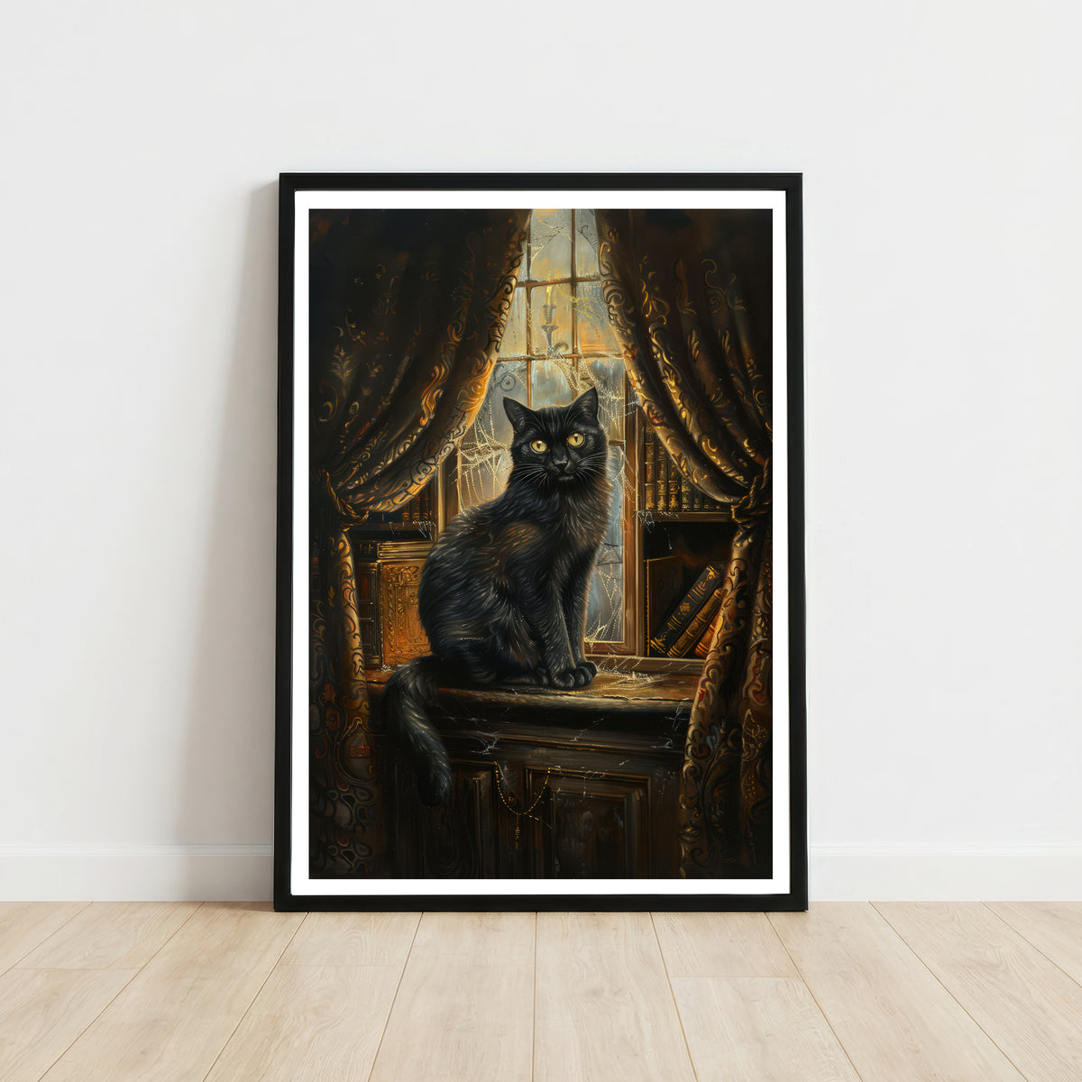 Gothic Black Cat Art Print