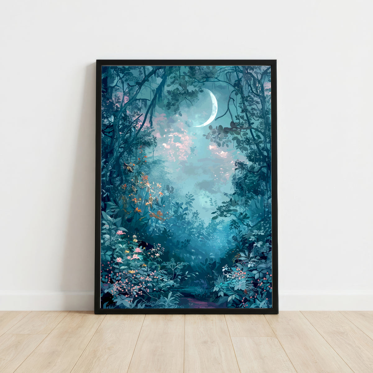 Moonlit Forest Path Art Print