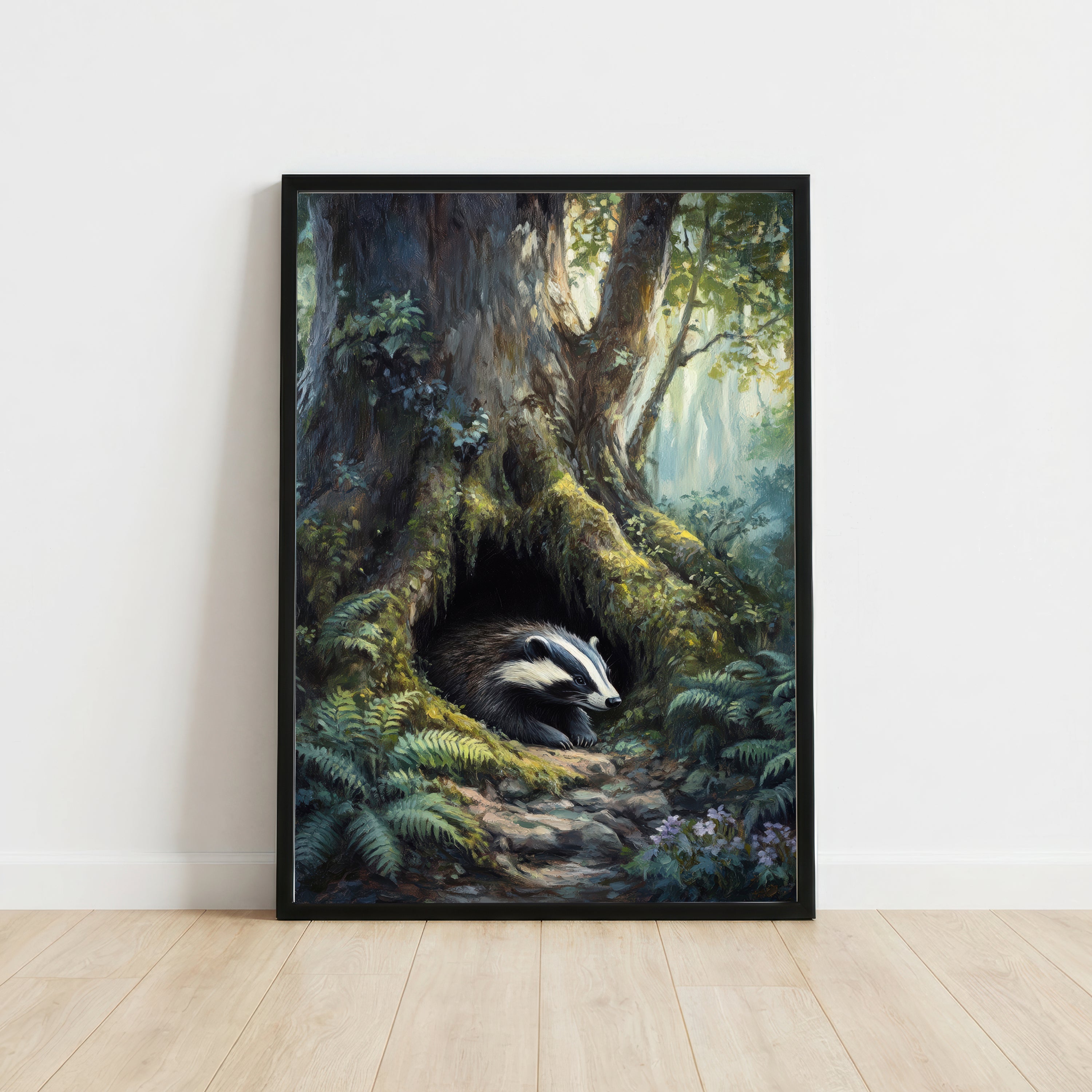 Woodland Badger Wildlife Art Print
