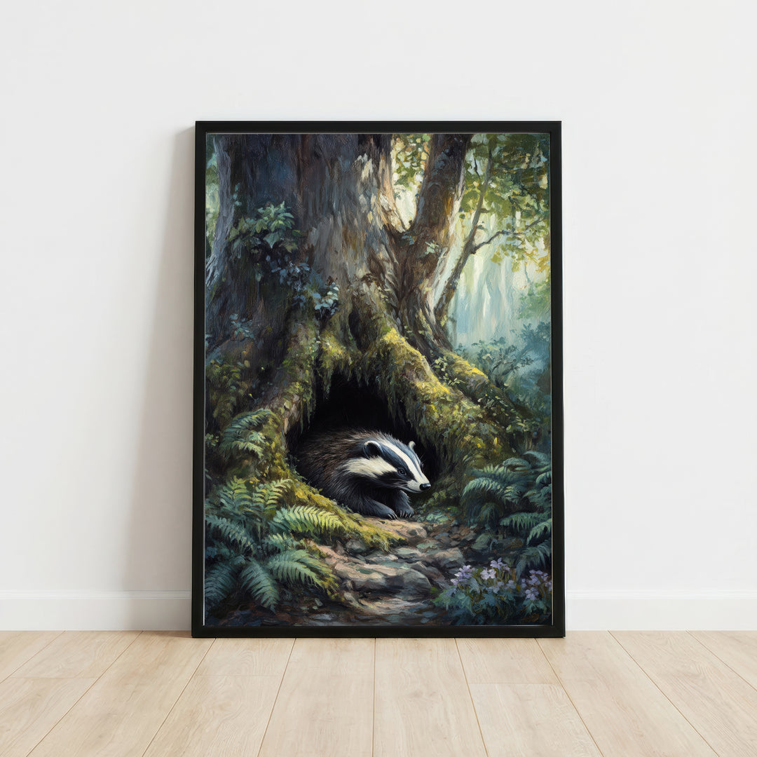 Woodland Badger Wildlife Art Print