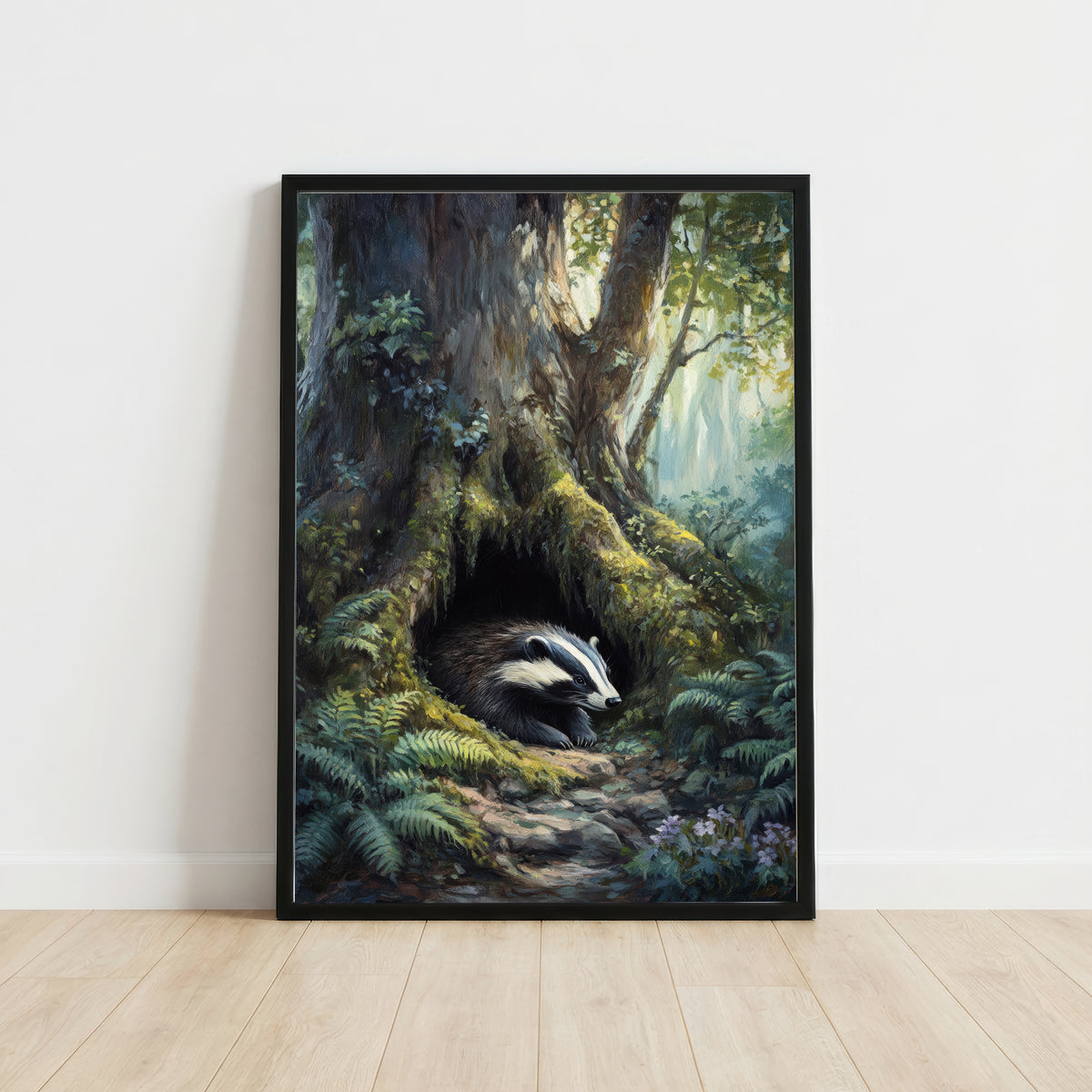 Woodland Badger Wildlife Art Print