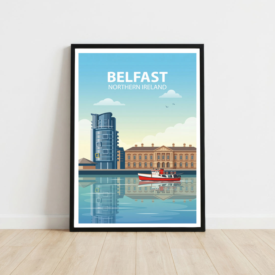Belfast Northern Ireland Travel Poster Print: UK City Landscape Wall Art