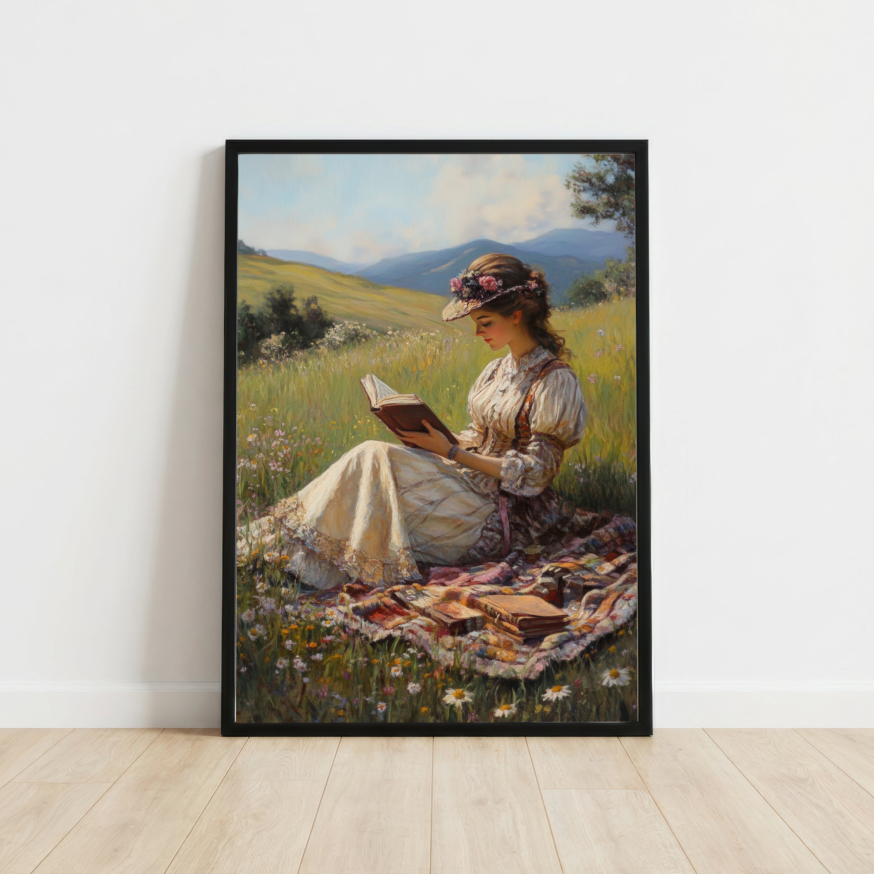 Woman Reading in a Meadow Art Print