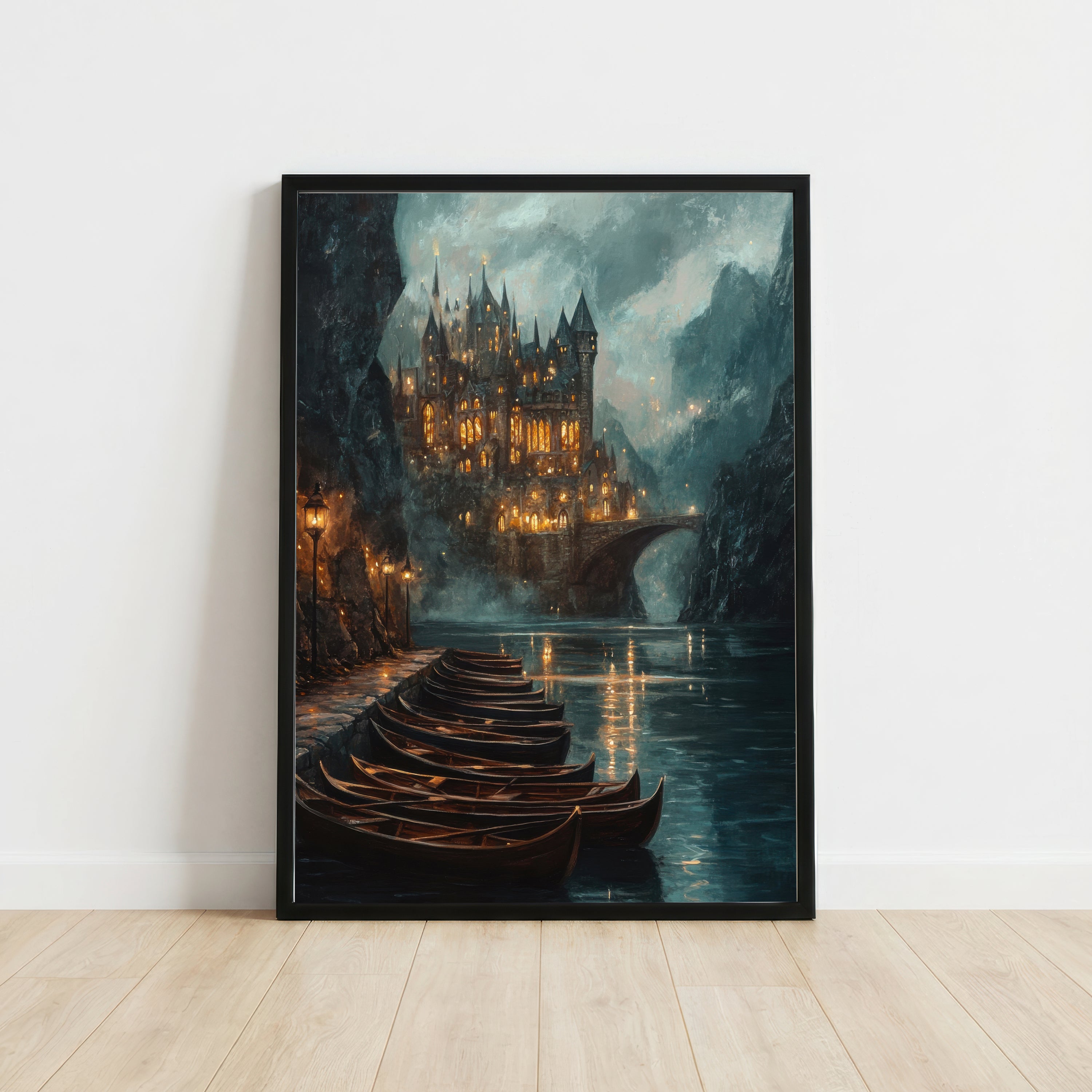 Gothic Castle Lake Art Print