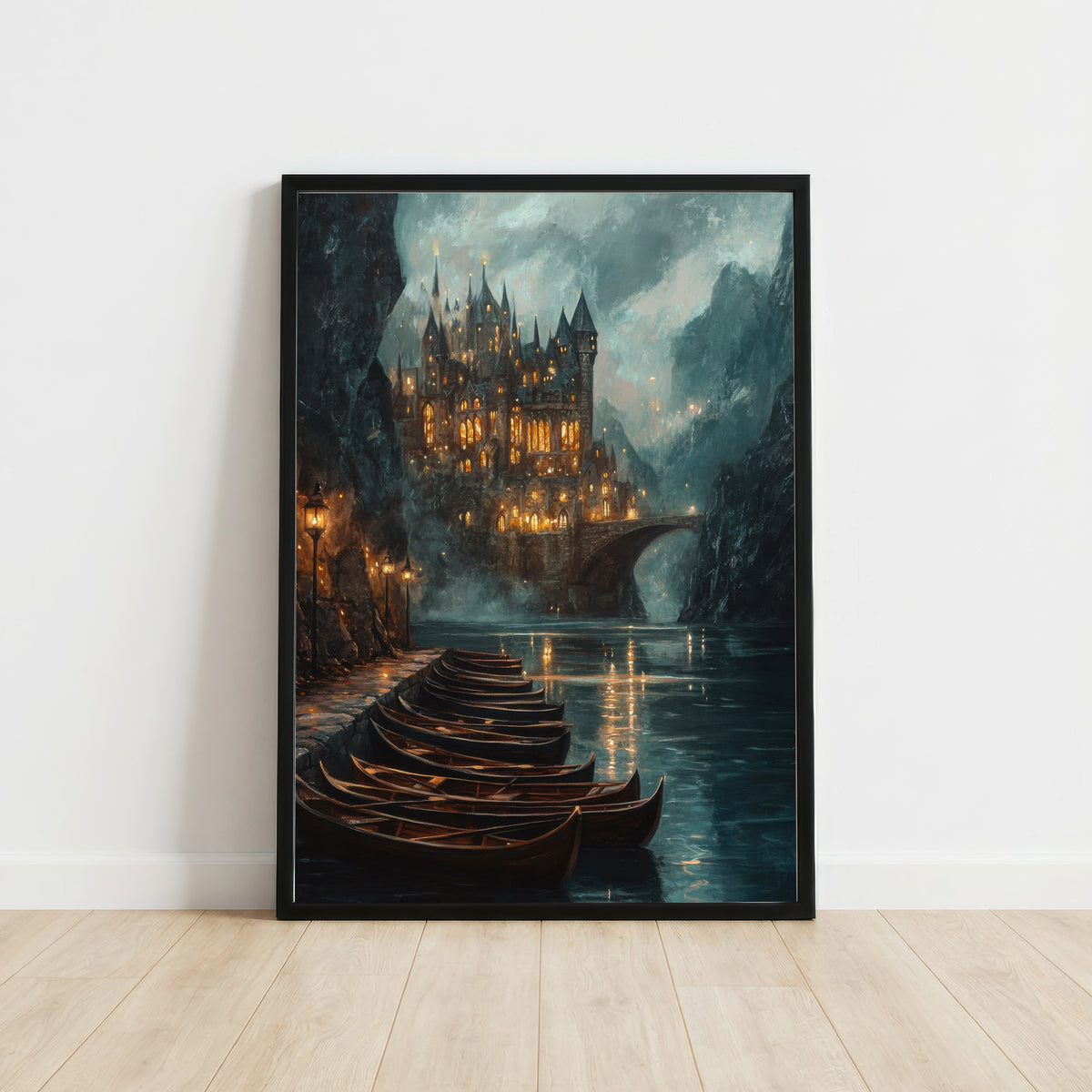 Gothic Castle Lake Art Print