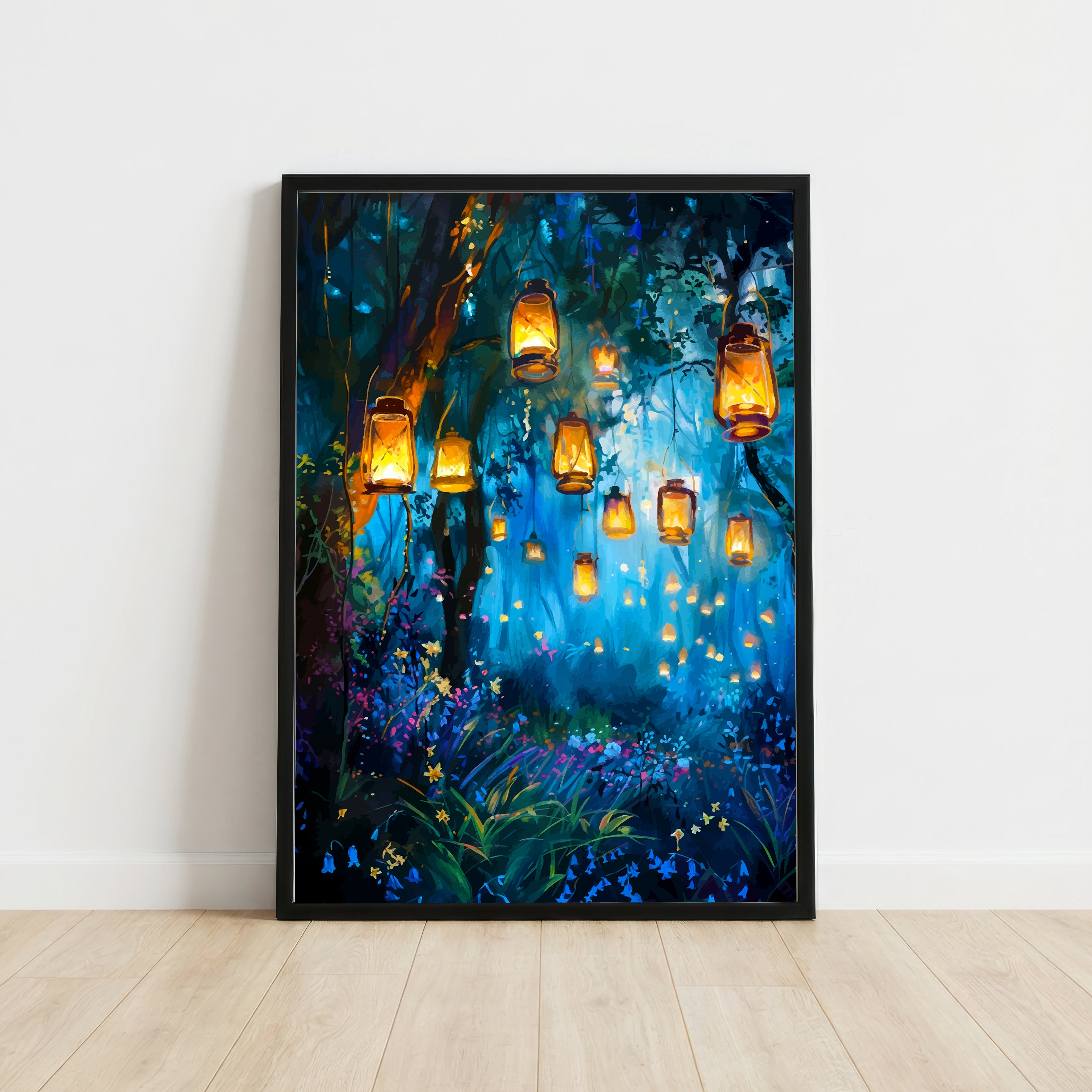 Enchanted Woodland Lanterns Art Print